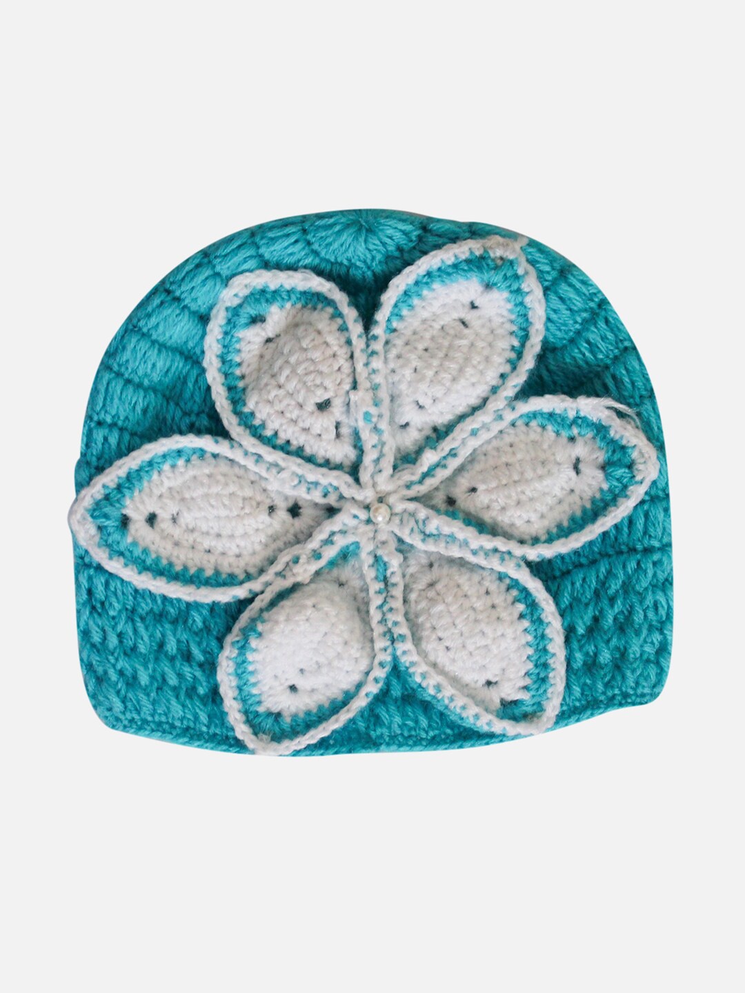 

Woonie Kids Turquoise Blue & White Woolen Beanie