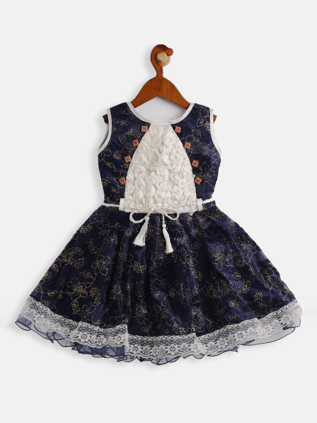 

JBN Creation Navy Blue & Cream-Coloured Net Dress