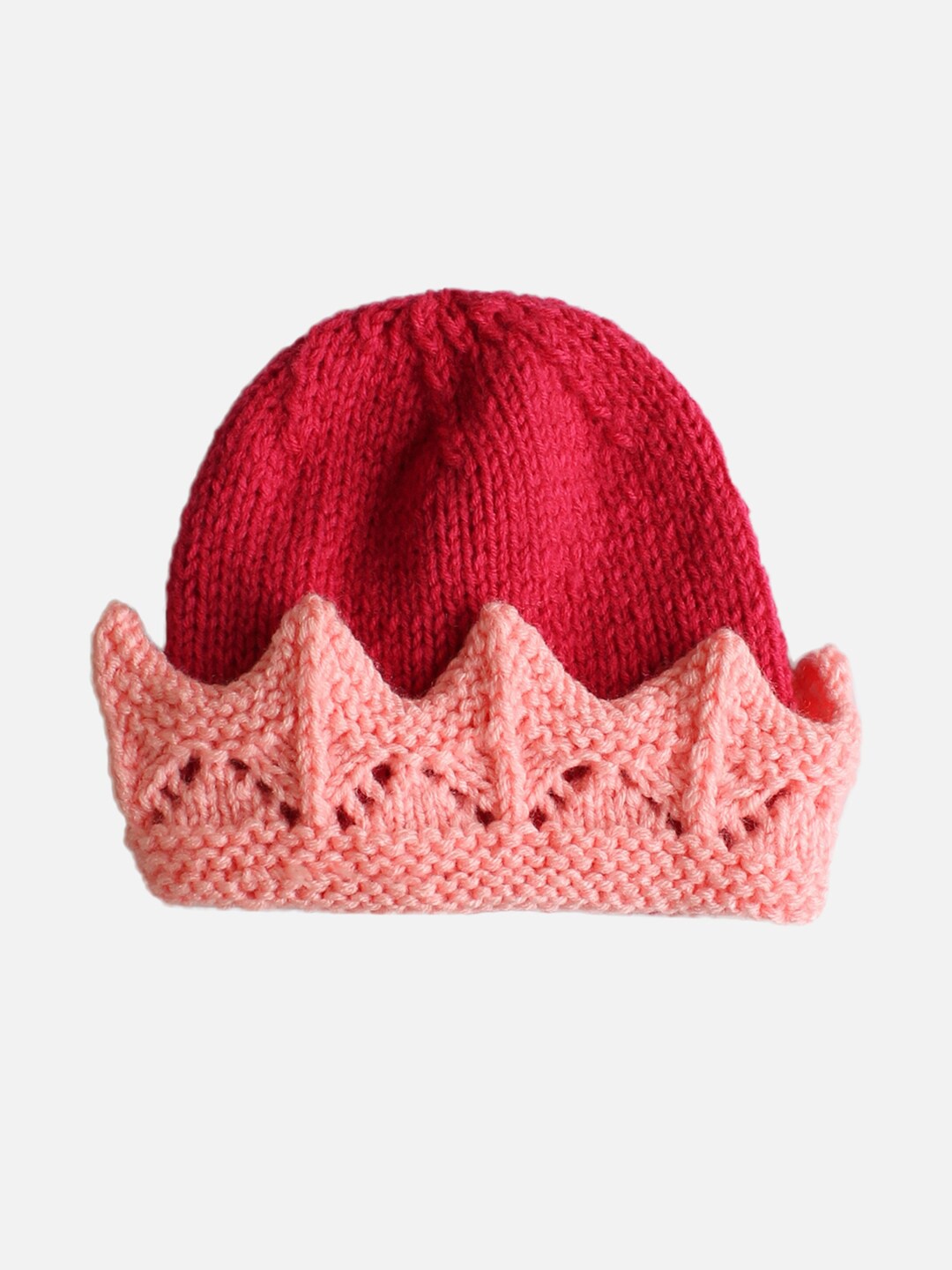 

Woonie Kids Pink & Red Handmade Beanie