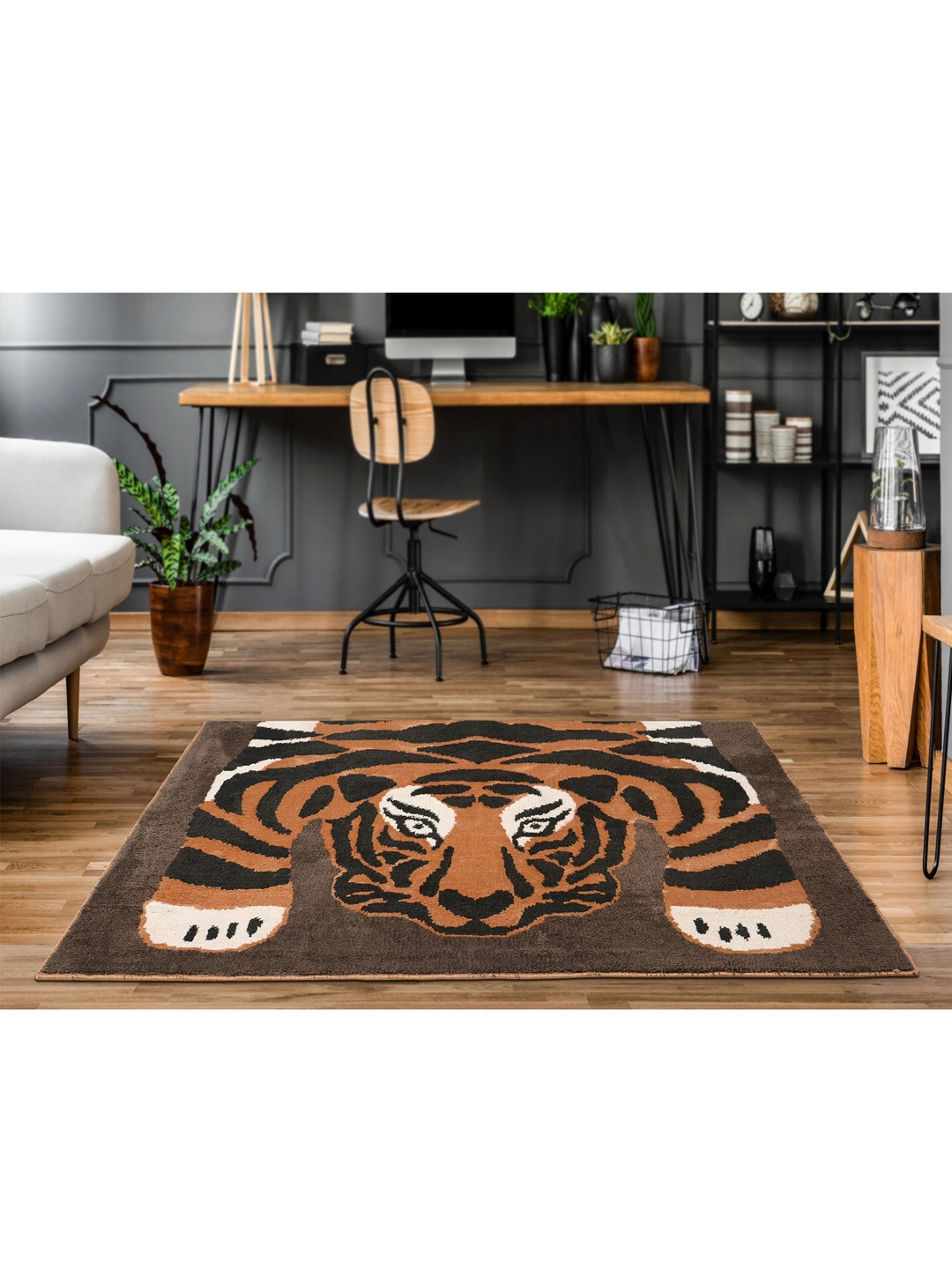 

Saral Home Brown & Orange Printed Rectangular Anti-Skid Carpet