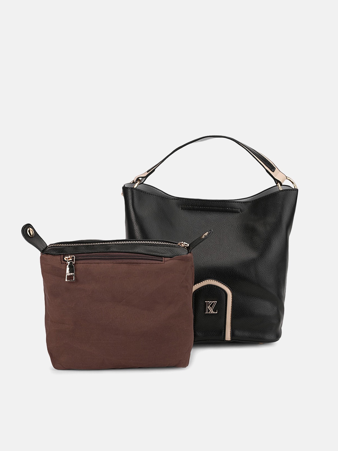

Kazo Black Structured Hobo Bag