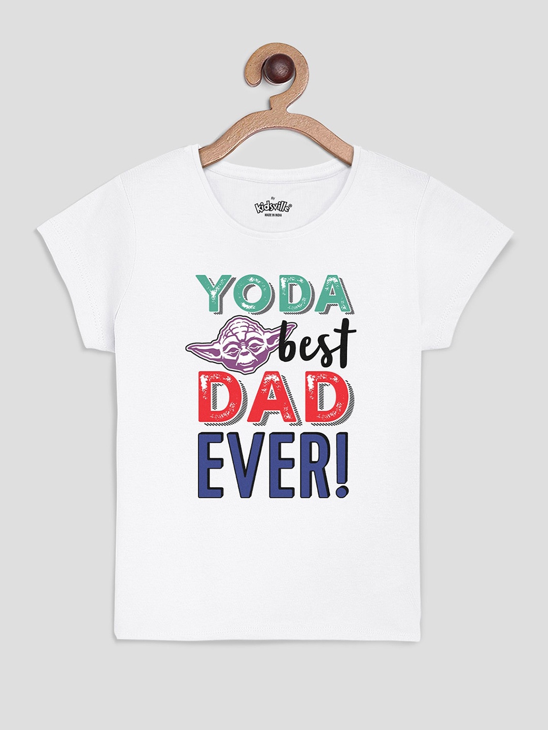 

Kids Ville Girls White Star Wars Printed Cotton Pure Cotton T-shirt