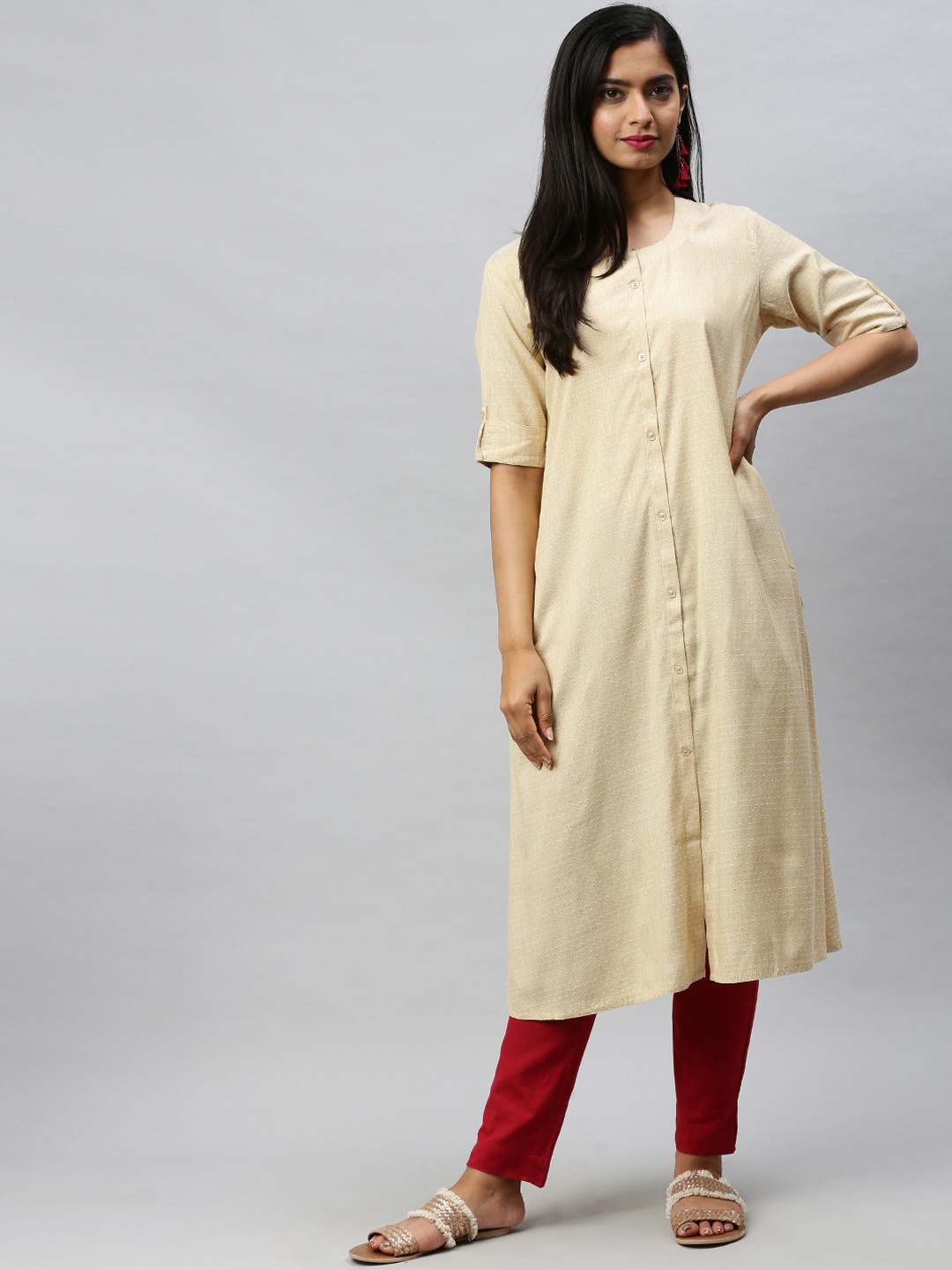 

Soch Women Beige Printed Kurta