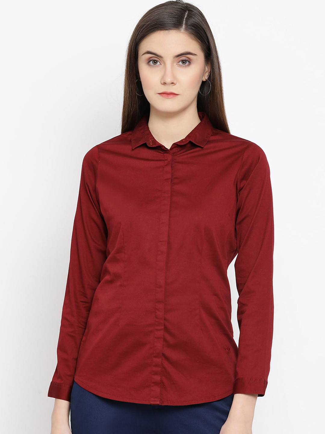 

Crimsoune Club Women Red Slim Fit Casual Shirt