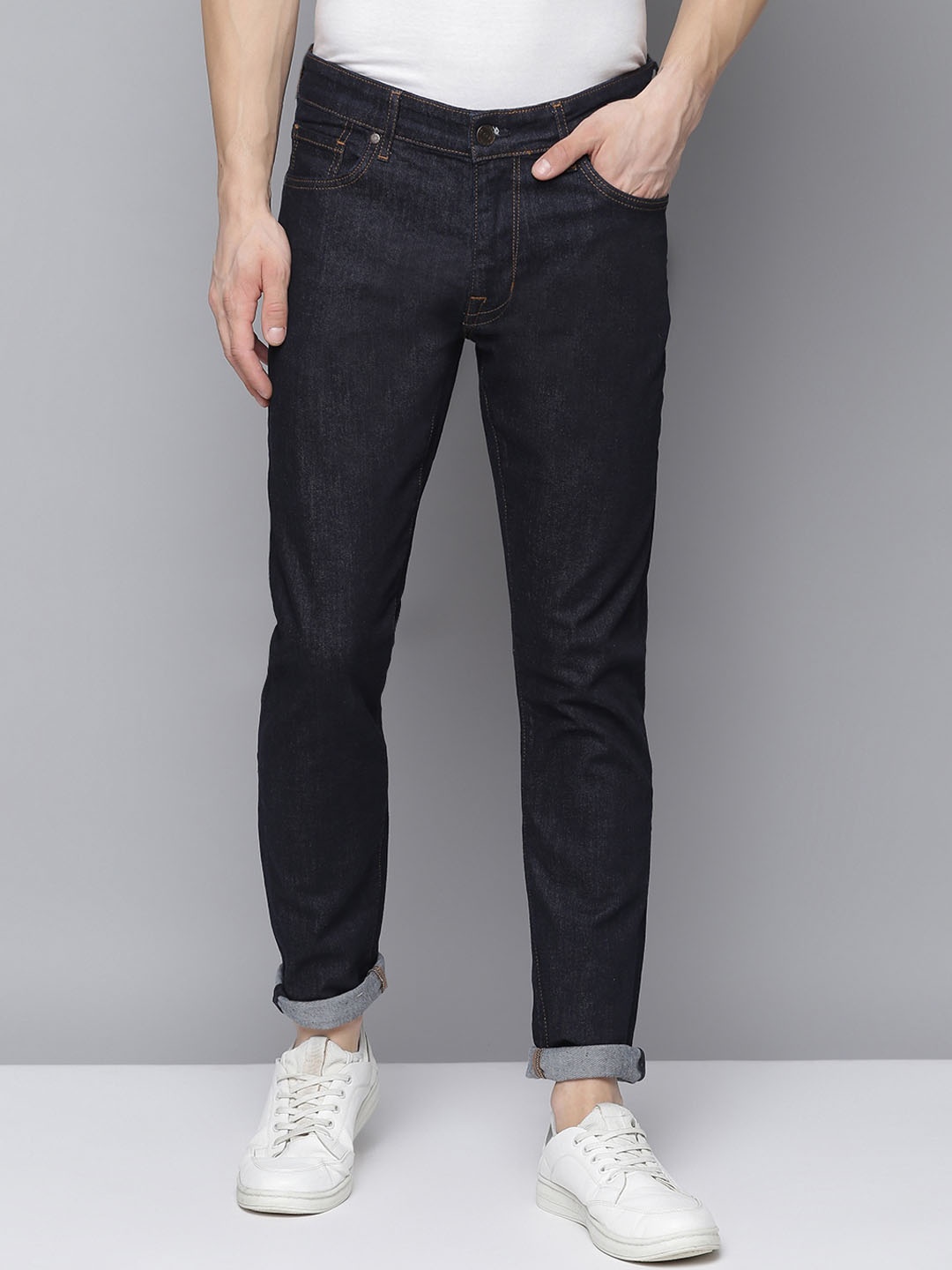 

BEN SHERMAN Men Navy Blue Tapered Fit Jeans