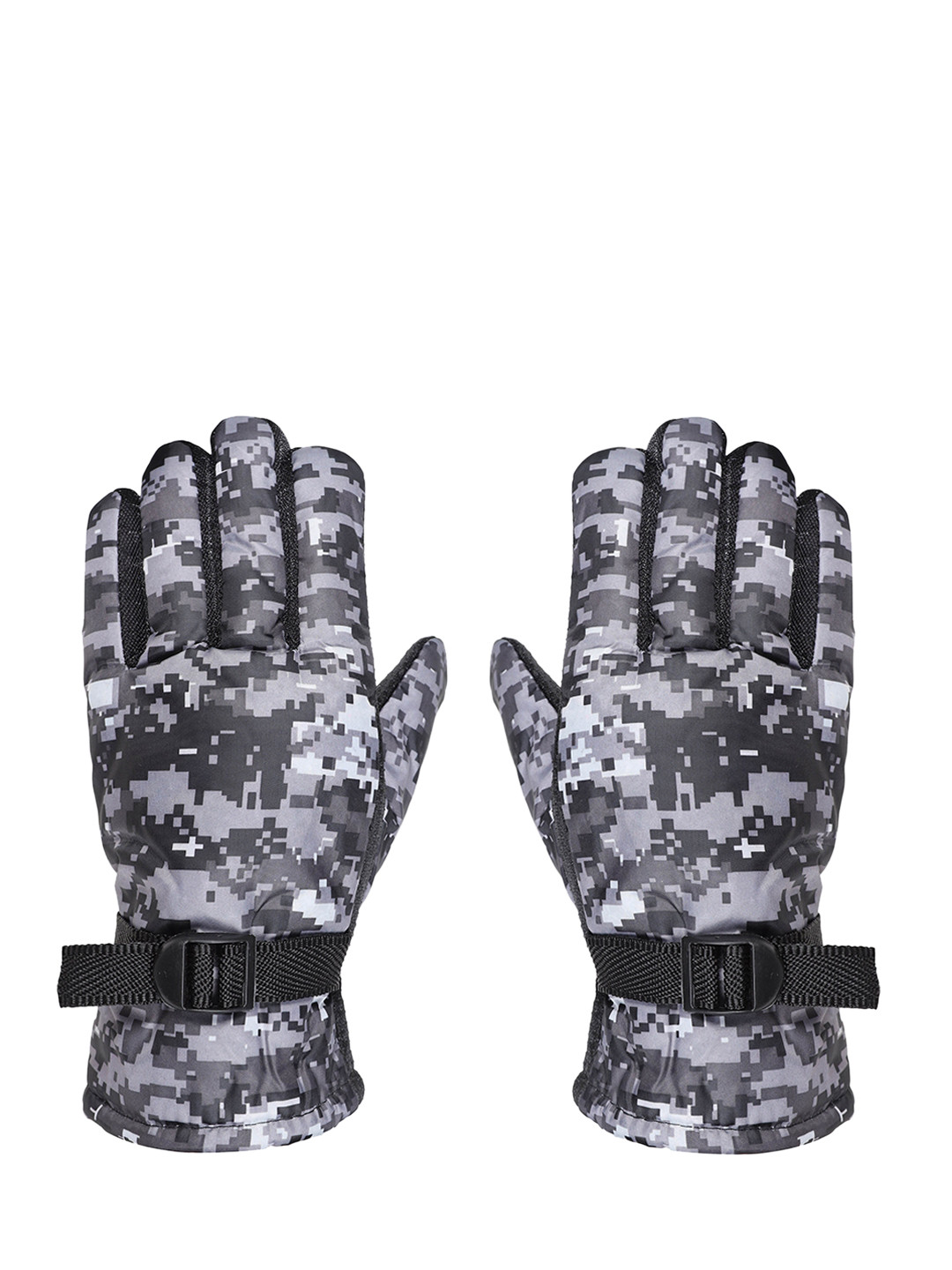 

FabSeasons Unisex Grey & Black Printed Winter Gloves