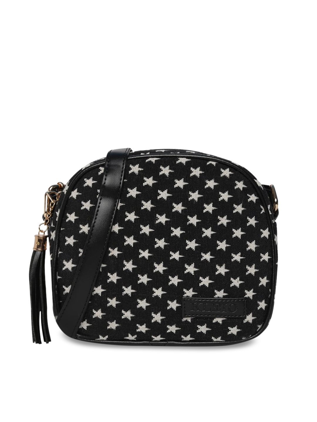 

KLEIO Jacquard Half Moon Sling Bag, Black