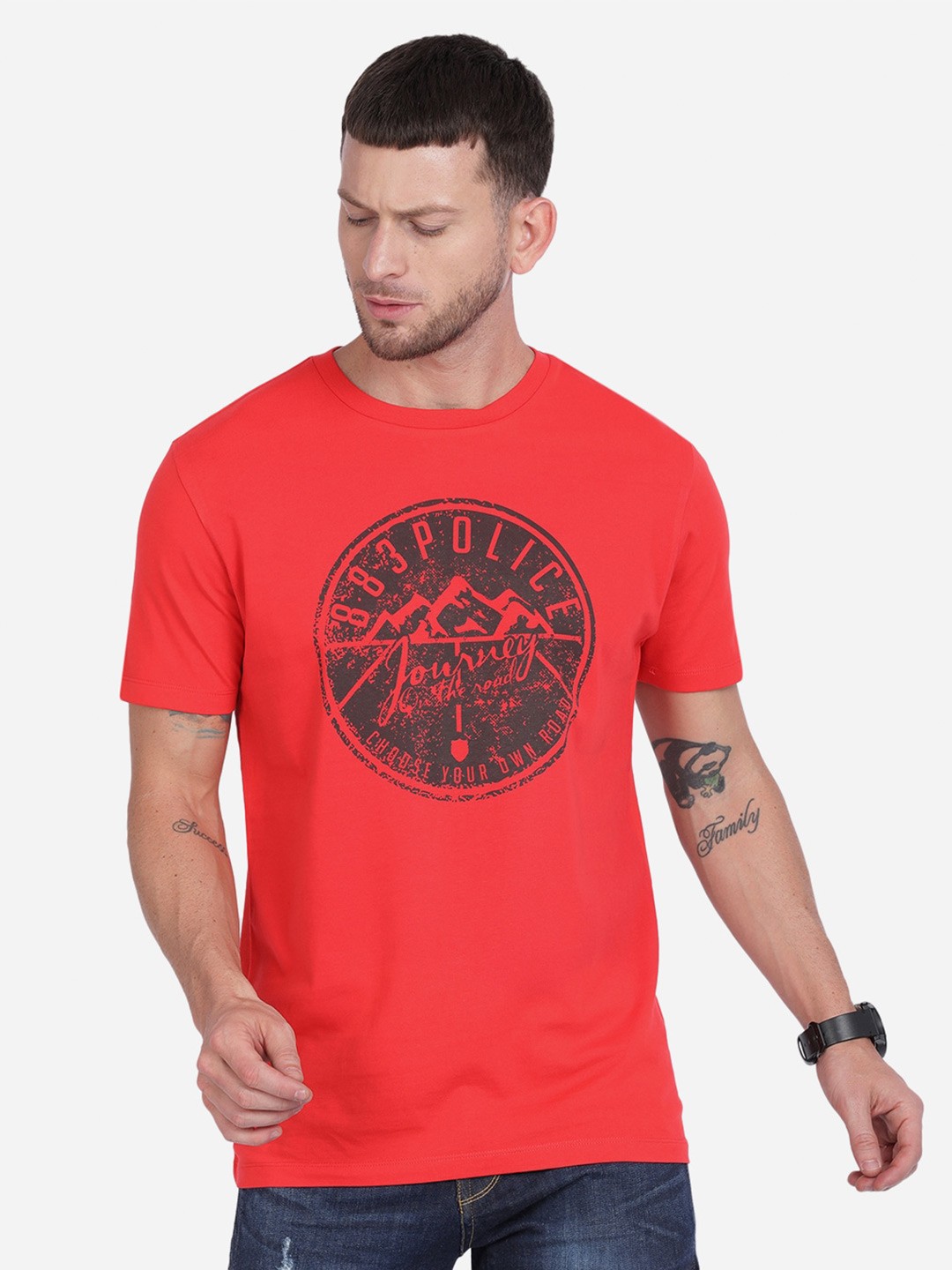 

883 Police Men Red Printed T-shirt