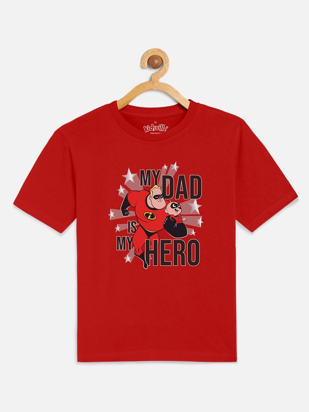 

Kids Ville Boys Red Disney Printed Cotton Pure Cotton T-shirt