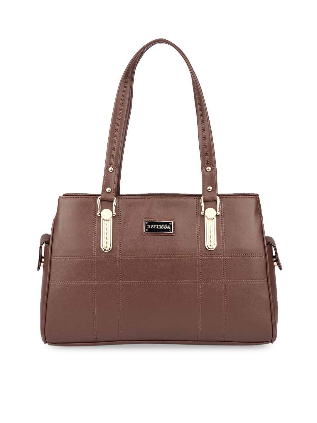 

Bellissa Brown Checked PU Structured Shoulder Bag