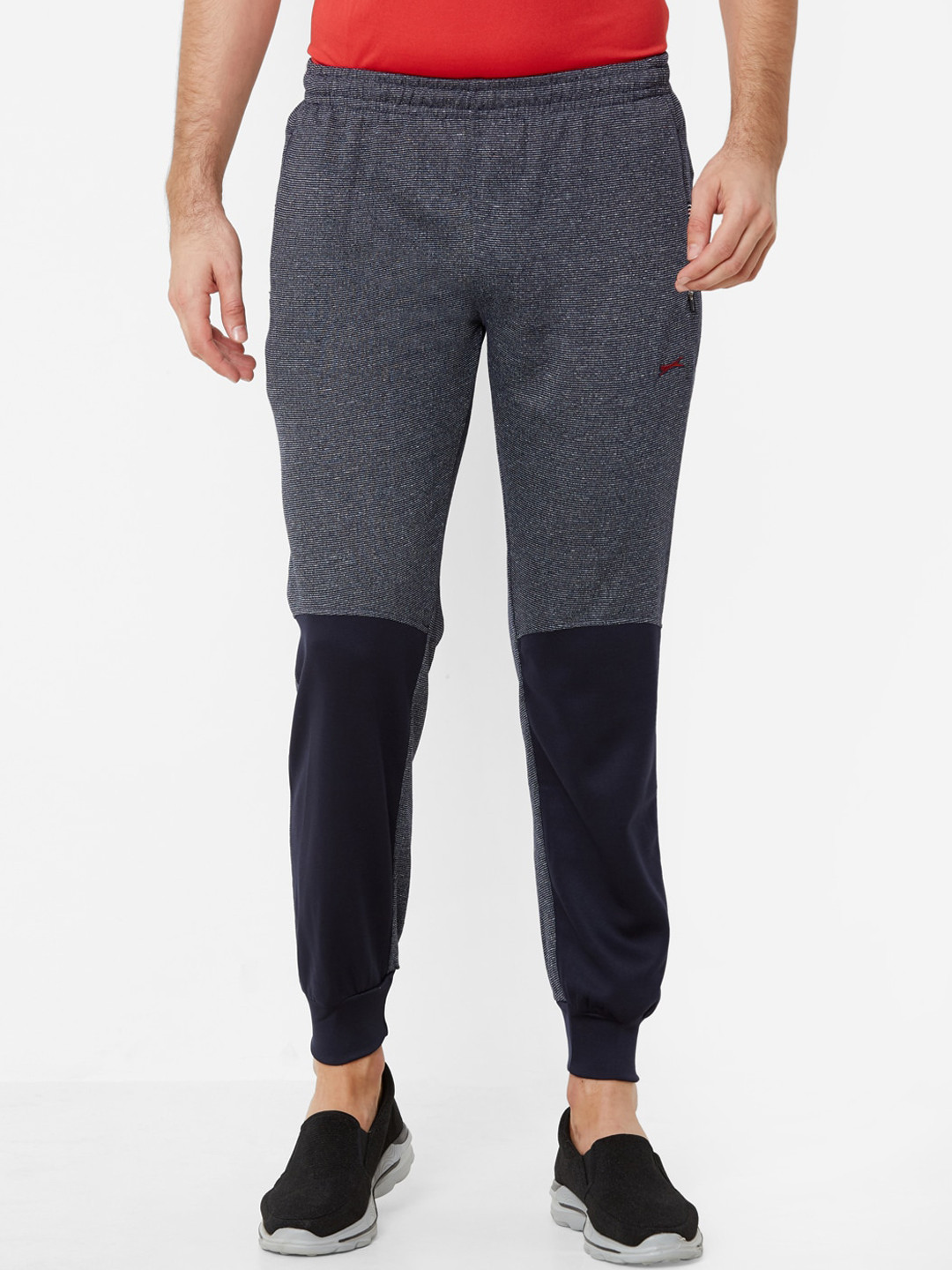 

Black Panther Men Navy Blue & Grey Colourblocked Slim-Fit Joggers