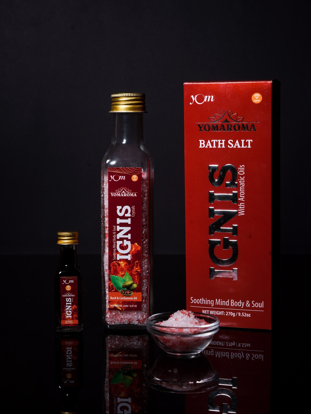 

YOM Unisex Set of Yomaroma Ignis Bath Salt Crystals & Aromatic Oil, Red