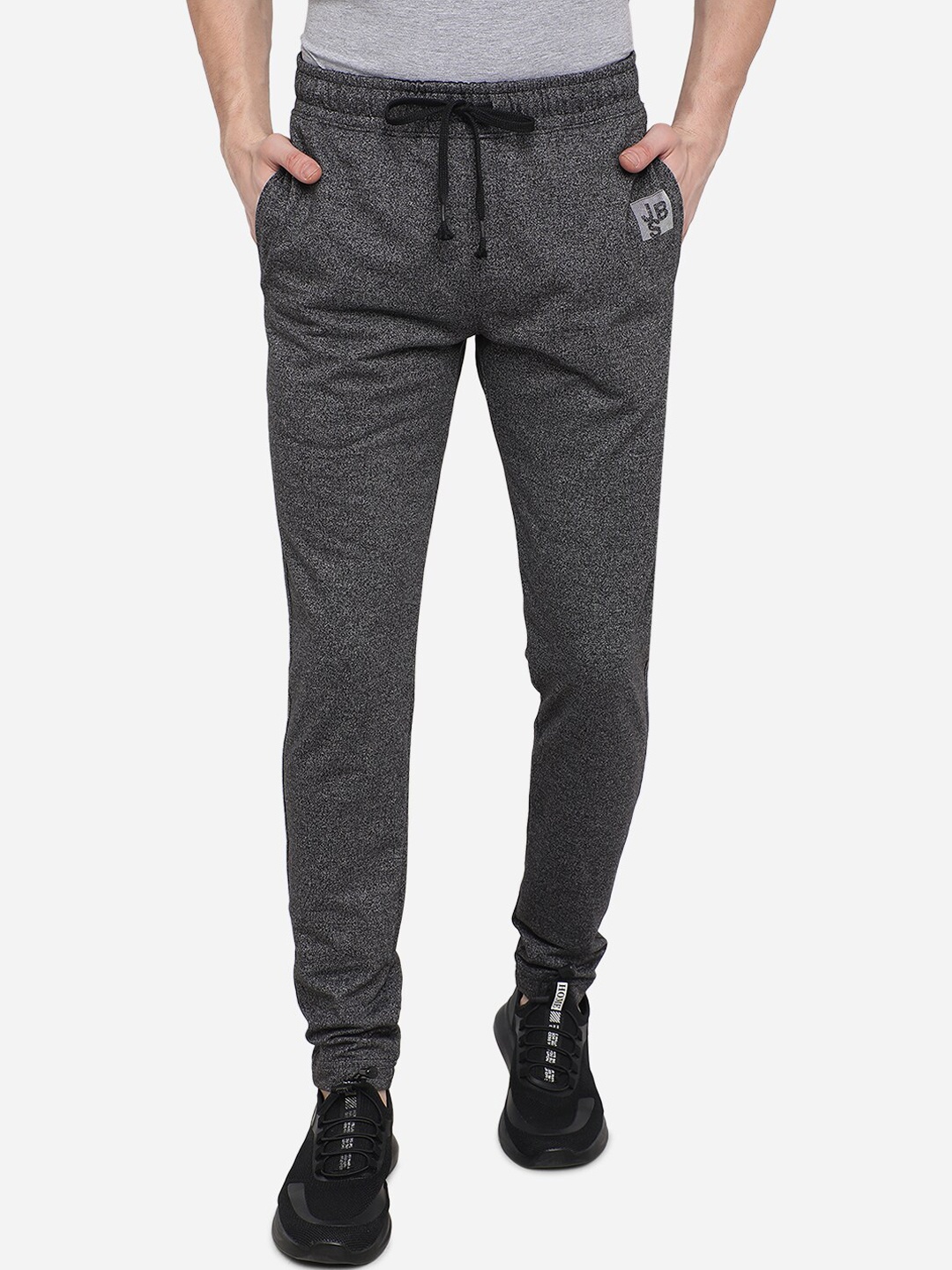 

JADE BLUE Men Black Textured Slim-Fit Track Pants