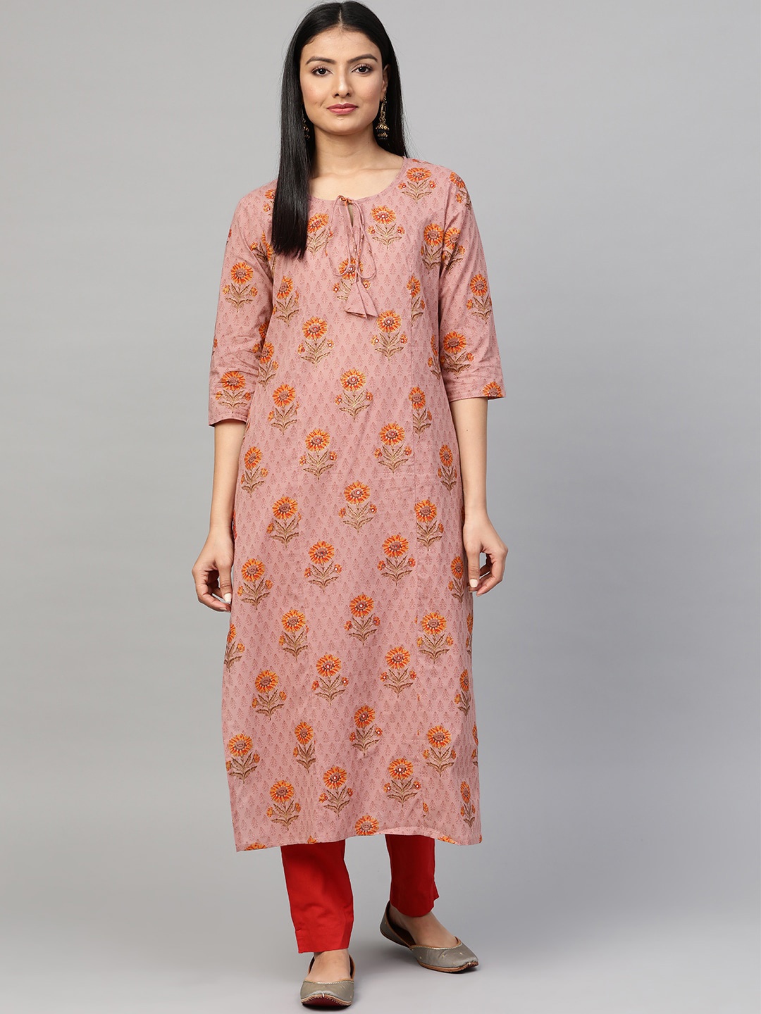 

Sringam Women Mauve Ethnic Motifs Printed Kurta
