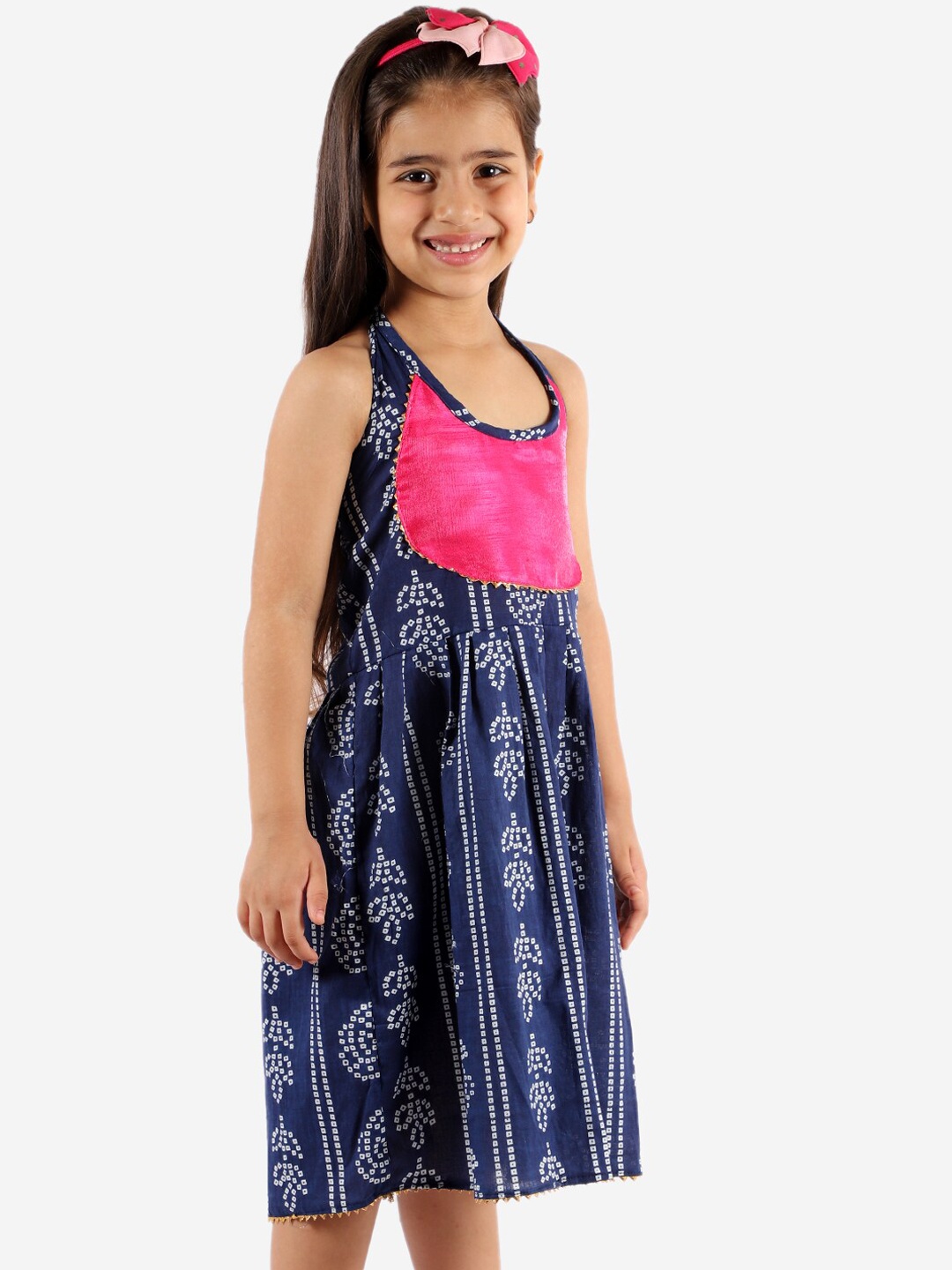 

YK Girls Blue & Pink Tie and Dye Halter Neck Dress
