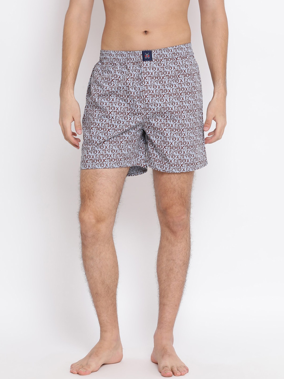 

Crimsoune Club Men Grey & Brown Printed Pure Cotton Boxers BX4089A-1