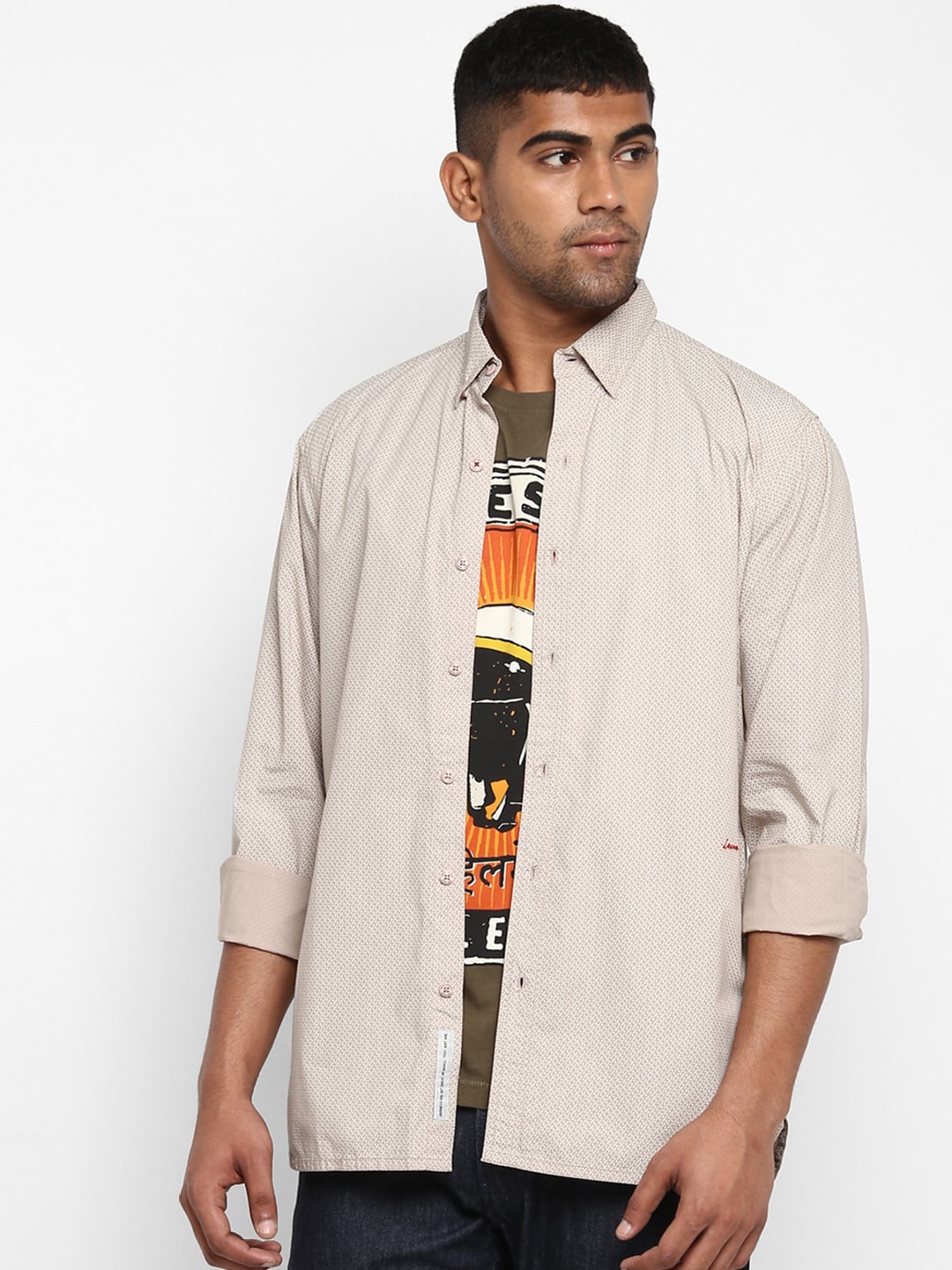 

Royal Enfield Men Beige Casual Shirt