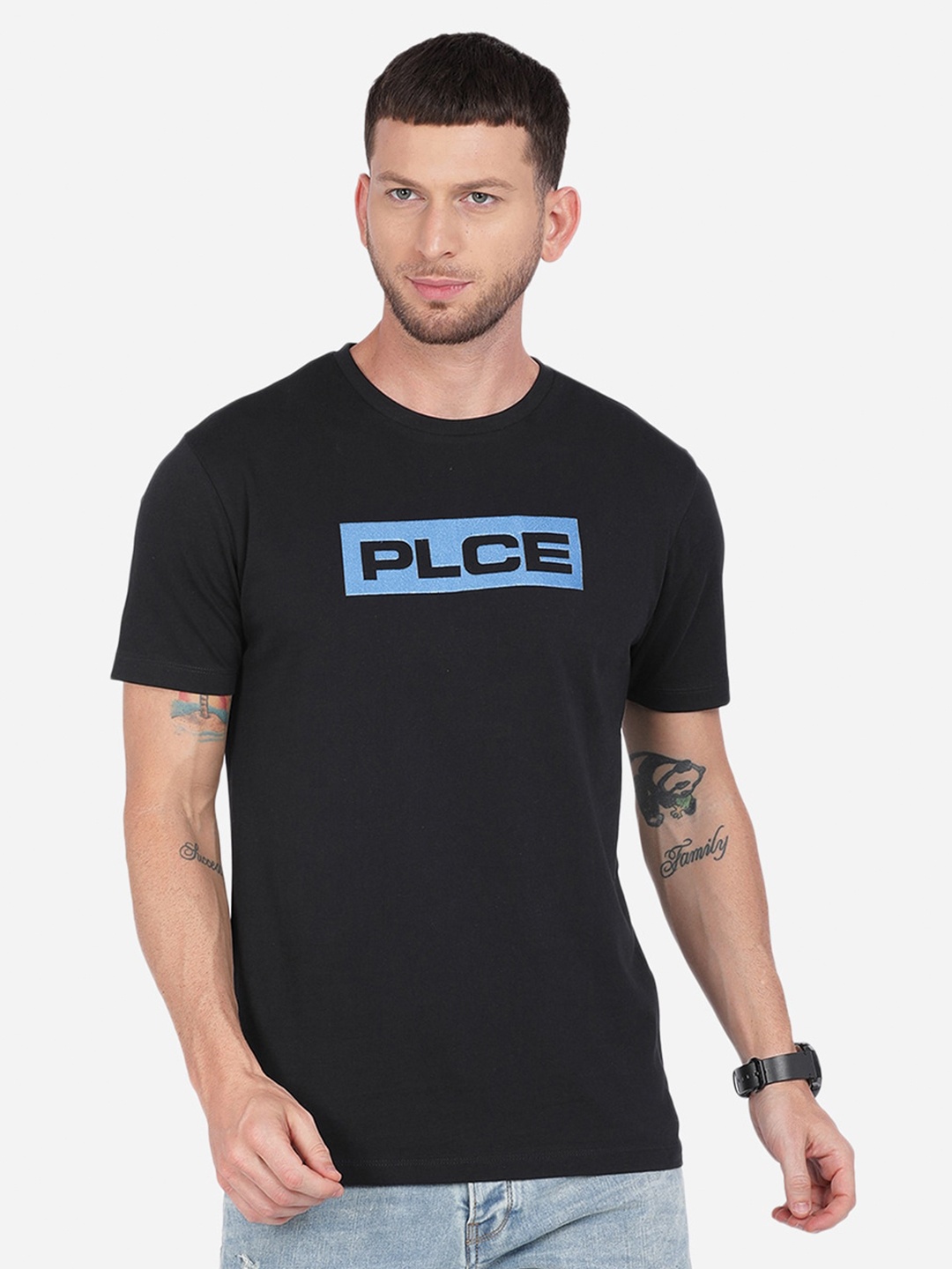 

883 Police Men Black Typography Printed T-shirt