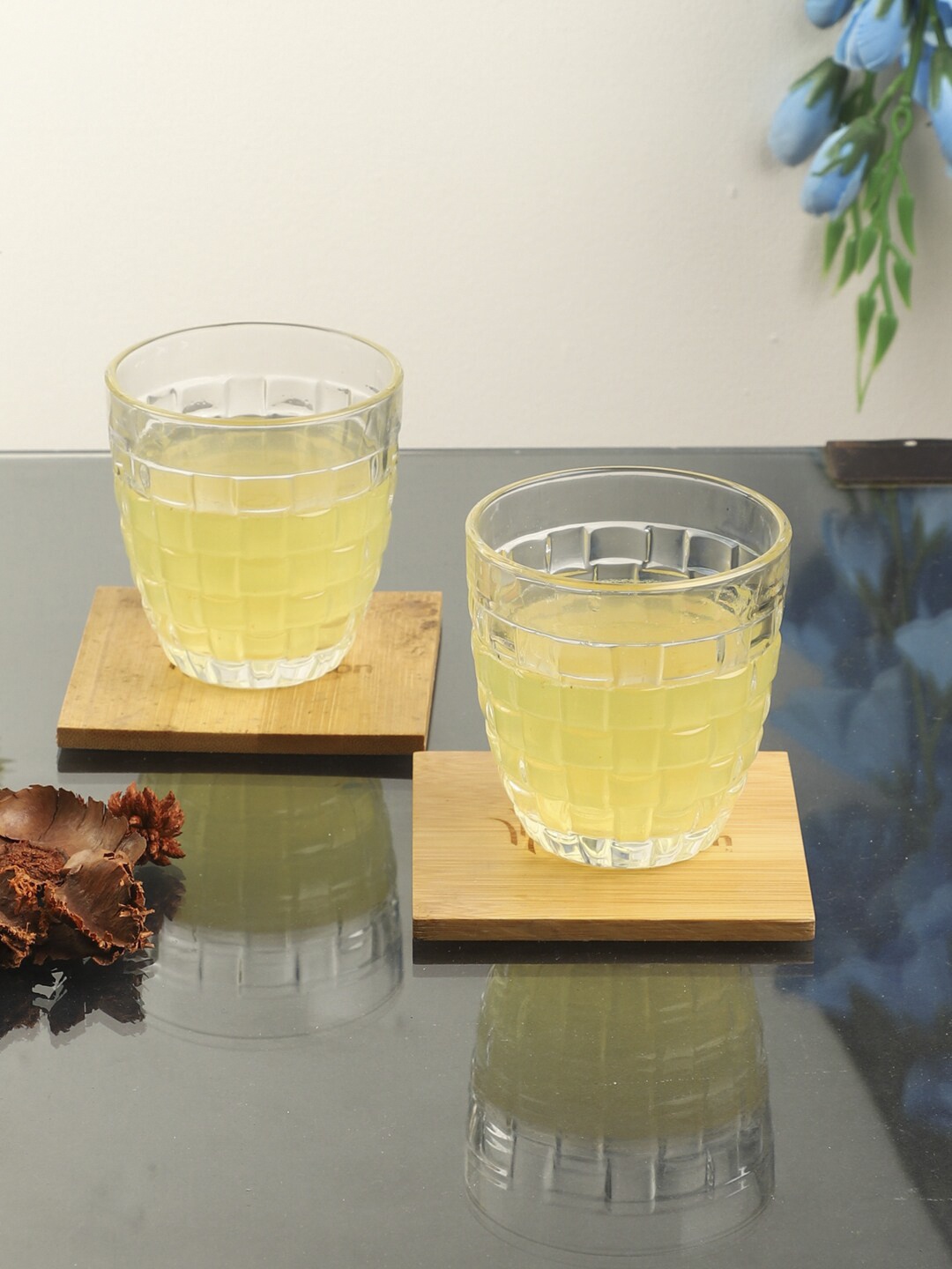 ceradeco Set Of 6 Transparent Brick Shaped Juice Glass