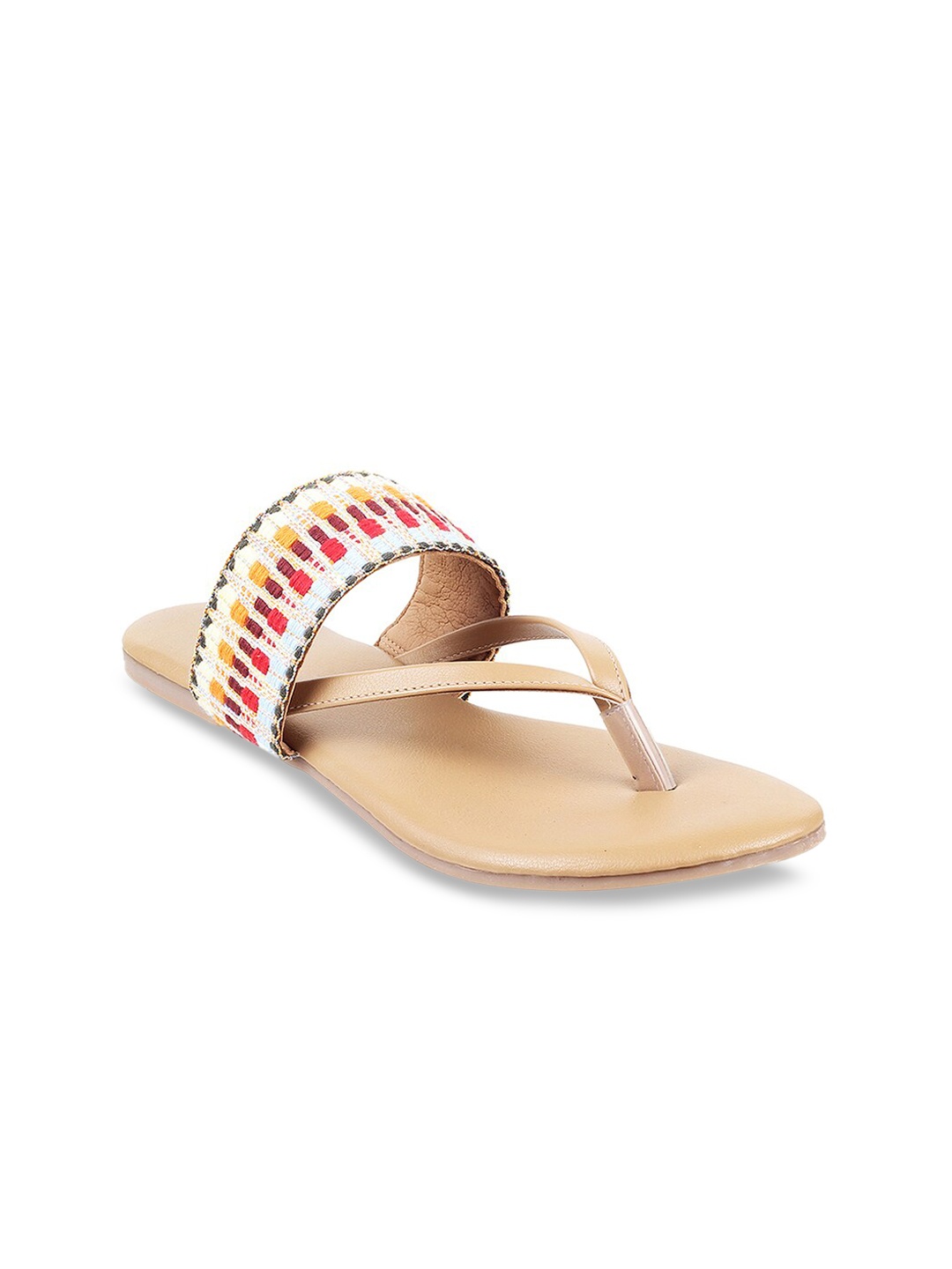 

Mochi Women Beige Open Toe Flats