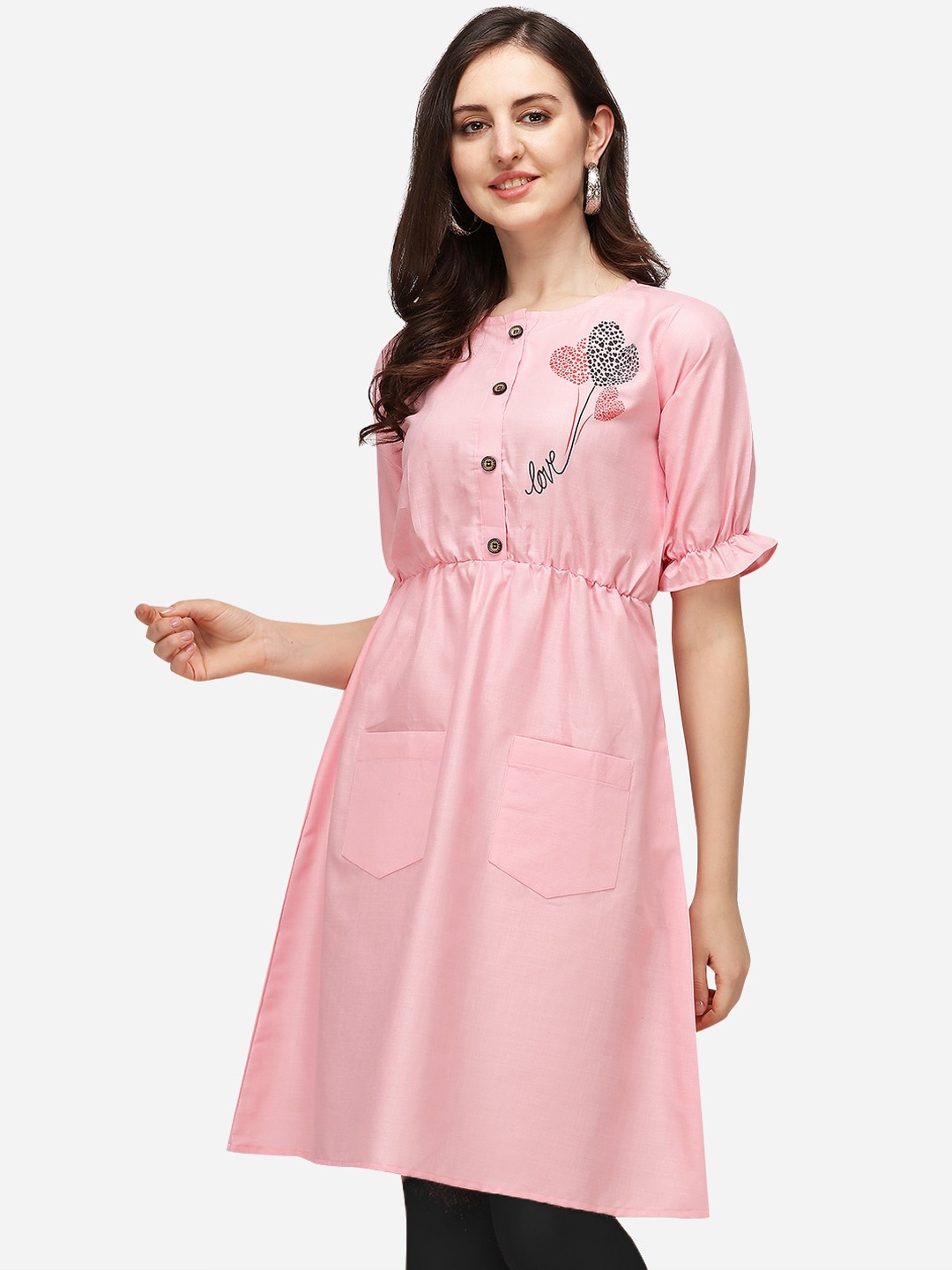 

OM SAI LATEST CREATION Women Solid Pink Viscose Rayon Kurta