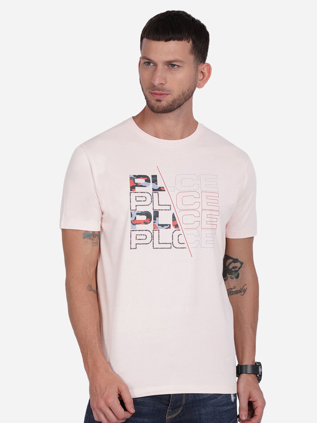 

883 Police Men Pink Typography Printed T-shirt
