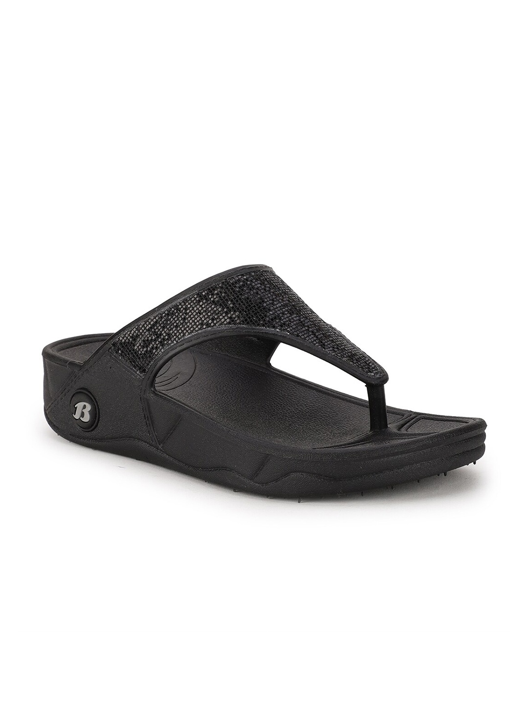 Sandak by Bata Women Black T-Strap Flats