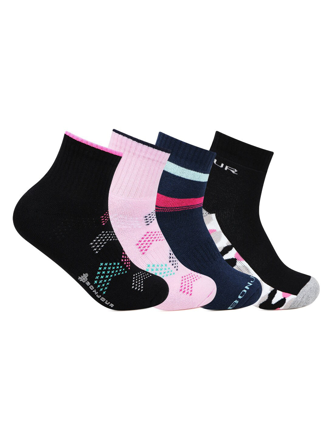 

Bonjour Women Pack Of 4 Assorted Ankle-Length Socks