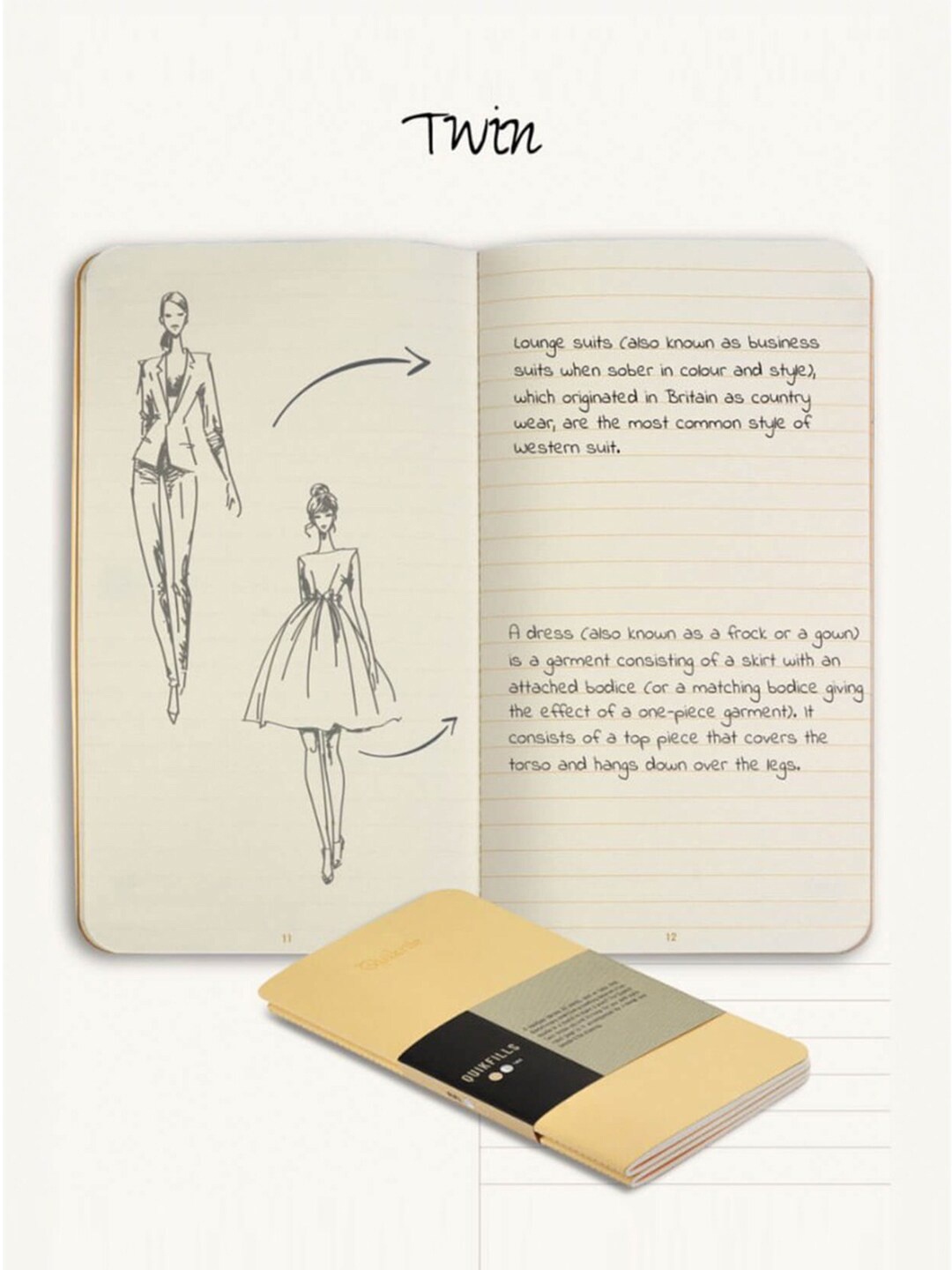 Pennline Set Of 2 Plain & Ruled Pages Notebooks, Beige