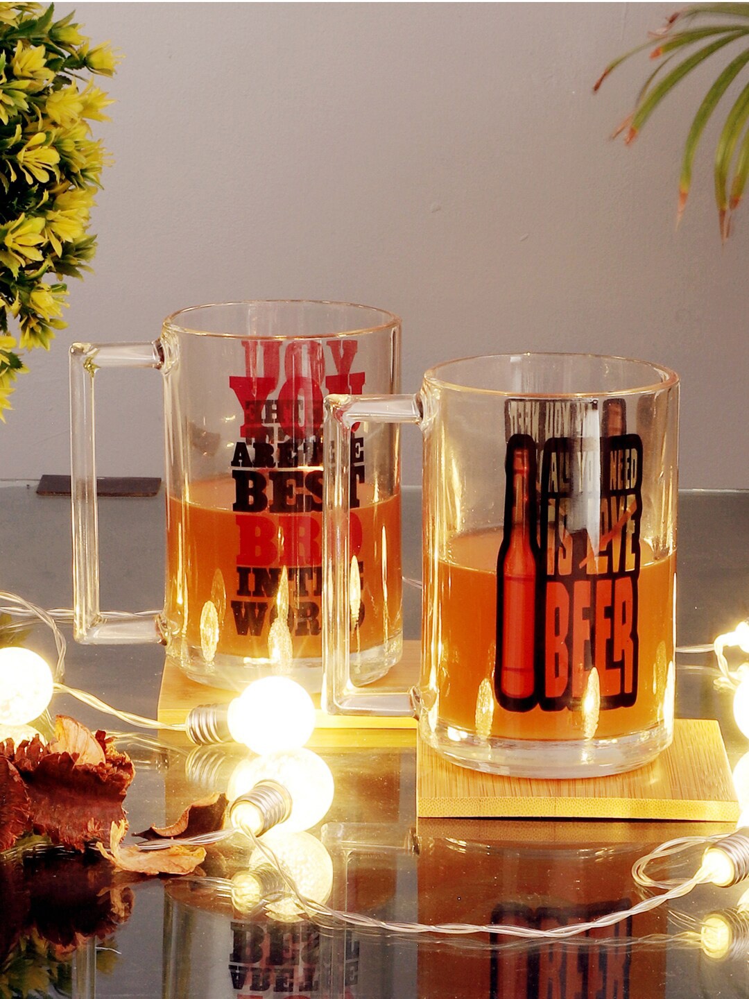 

ceradeco Set Of 2 Assorted Printed Beer Glasses