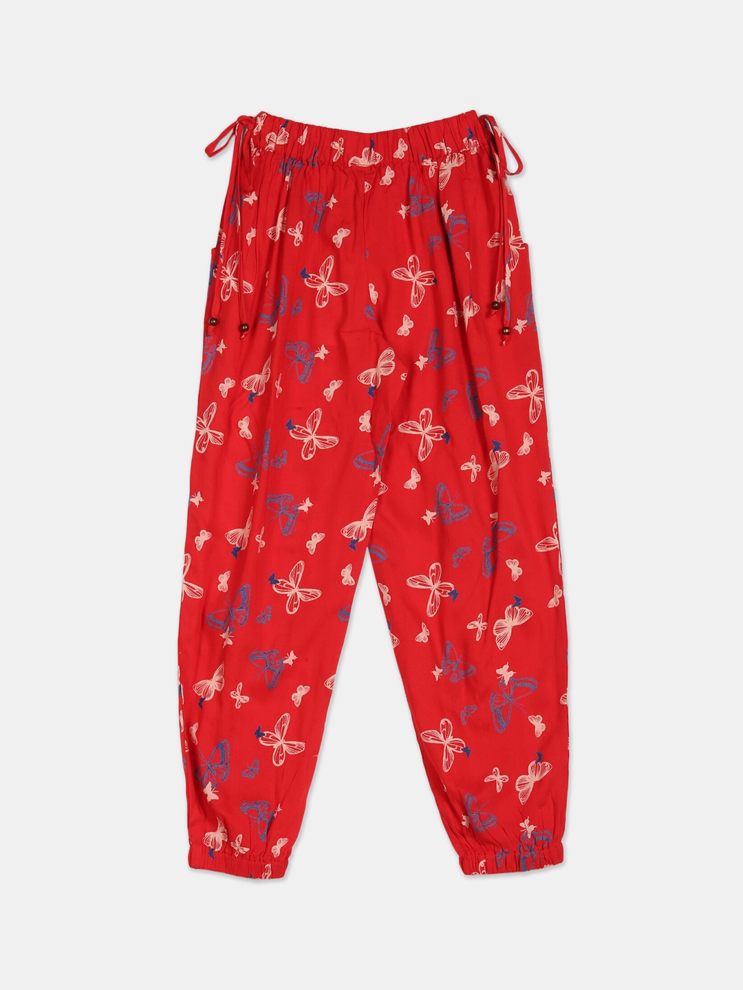 

Cherokee Girls Red Printed Pleated Cotton Joggers Trousers