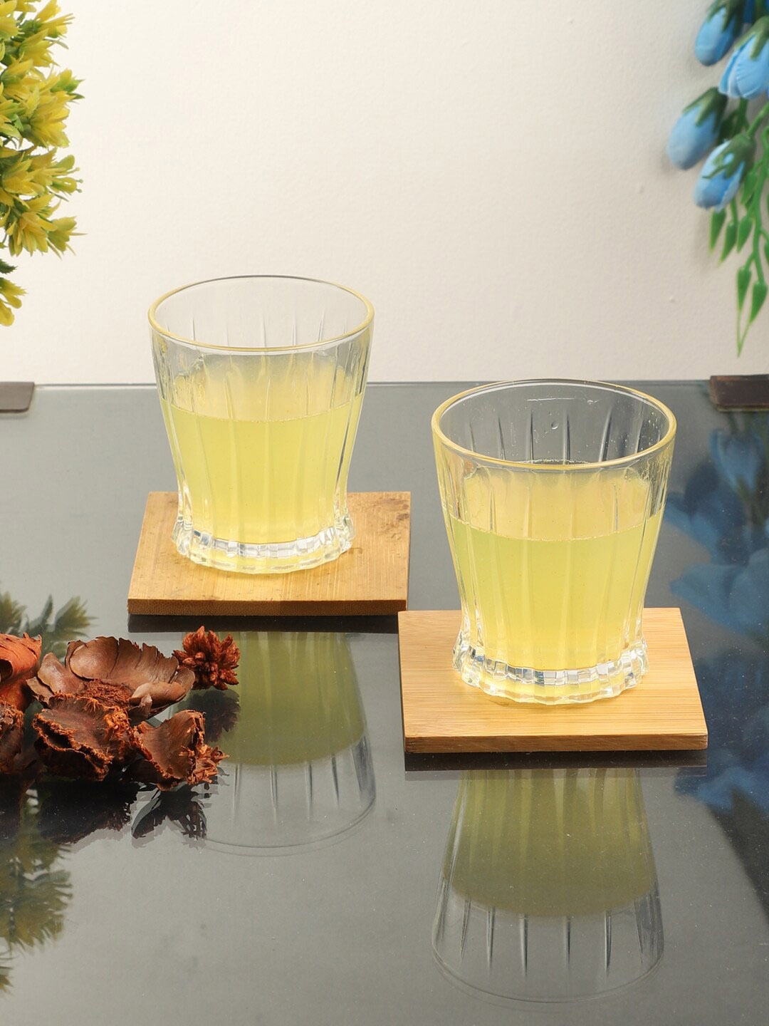 

ceradeco Set Of 6 Transparent Lined Juice Glass