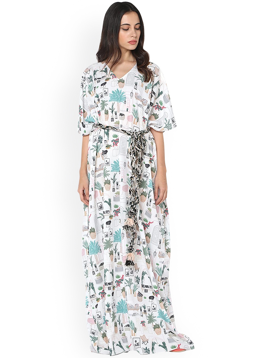 

PS PRET BY PAYAL SINGHAL White Floral Crepe Maxi Dress