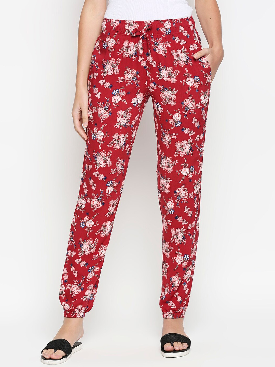 

XIN Women Maroon & Blue Floral Printed Lounge Pants