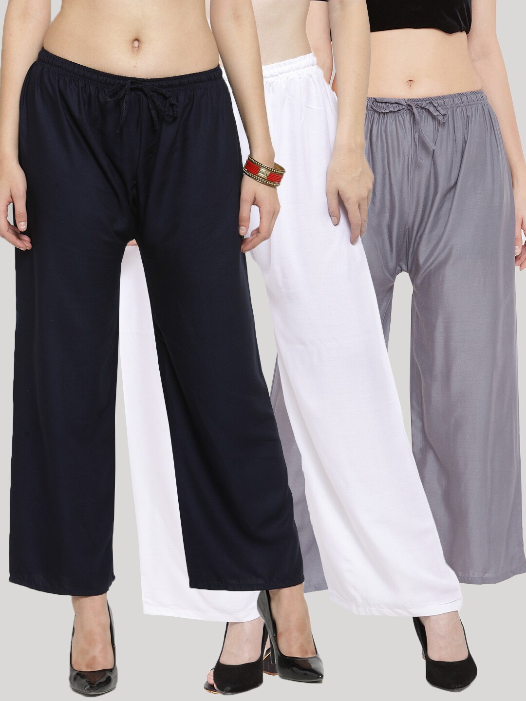 

Clora Creation Women Navy Blue & White Set of 3 Ethnic Palazzos