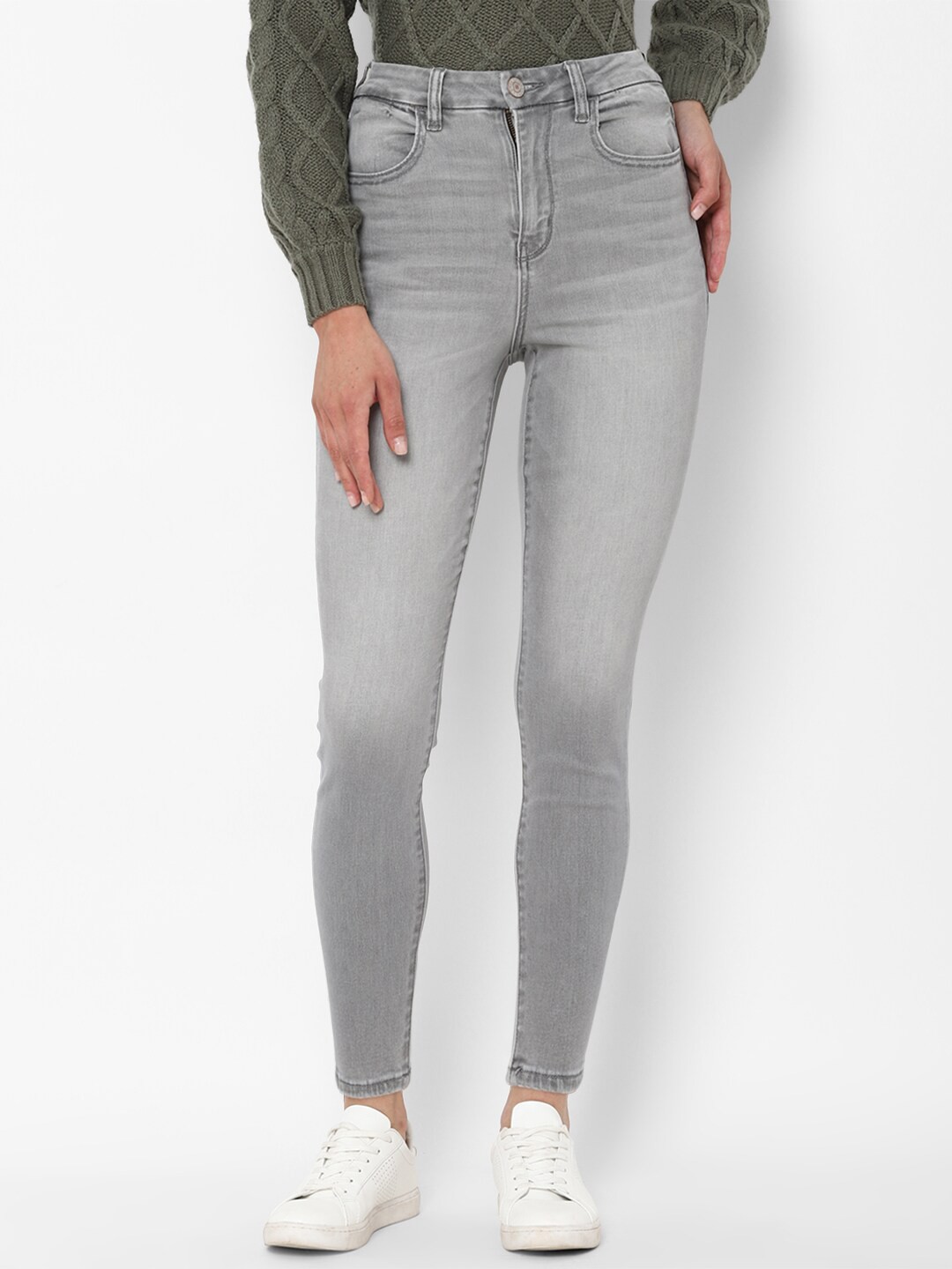 

AMERICAN EAGLE OUTFITTERS Women Grey High-Waisted Skinny Fit Jeans