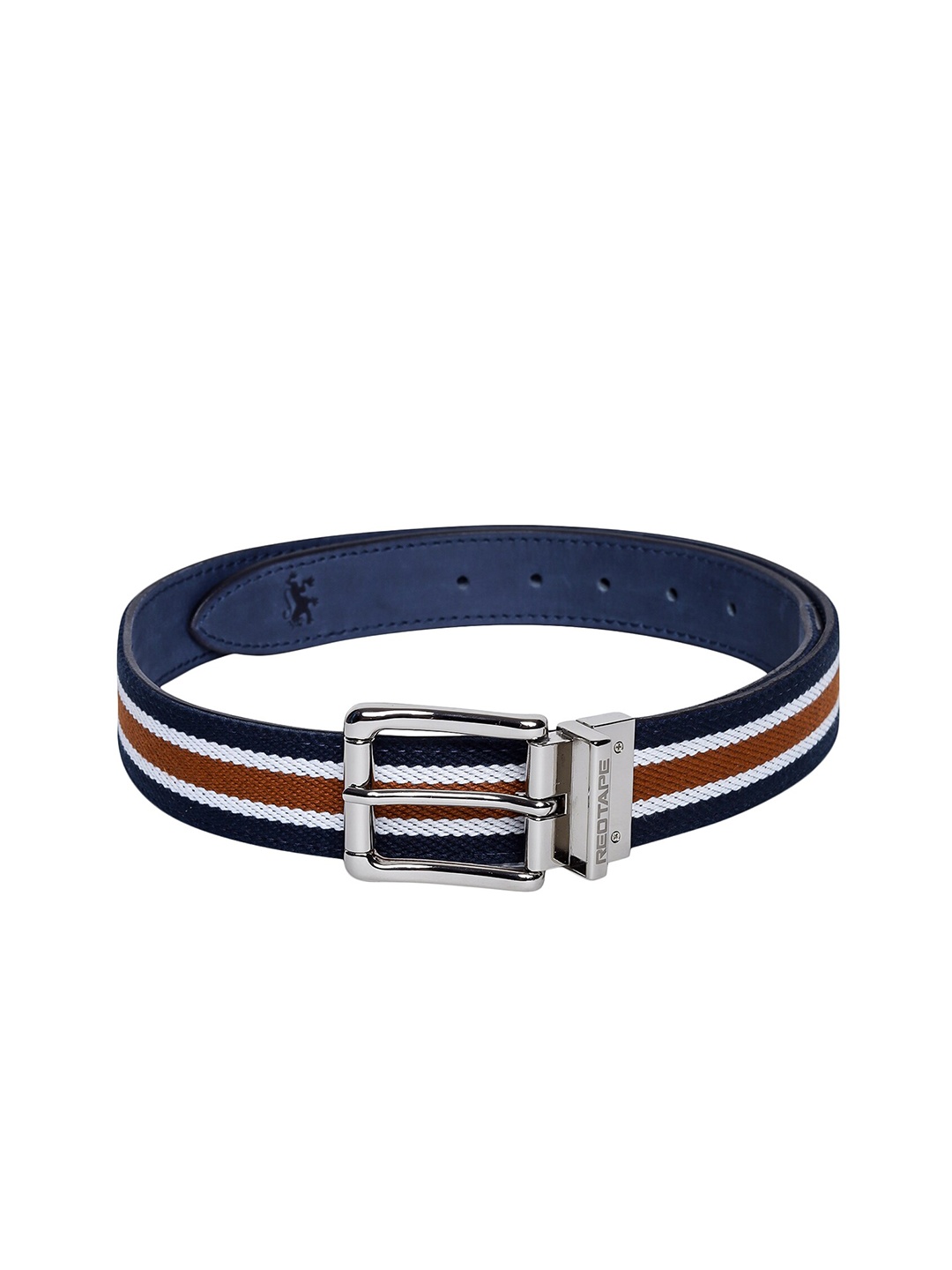 

Red Tape Men Blue Striped Leather Reversible Belt