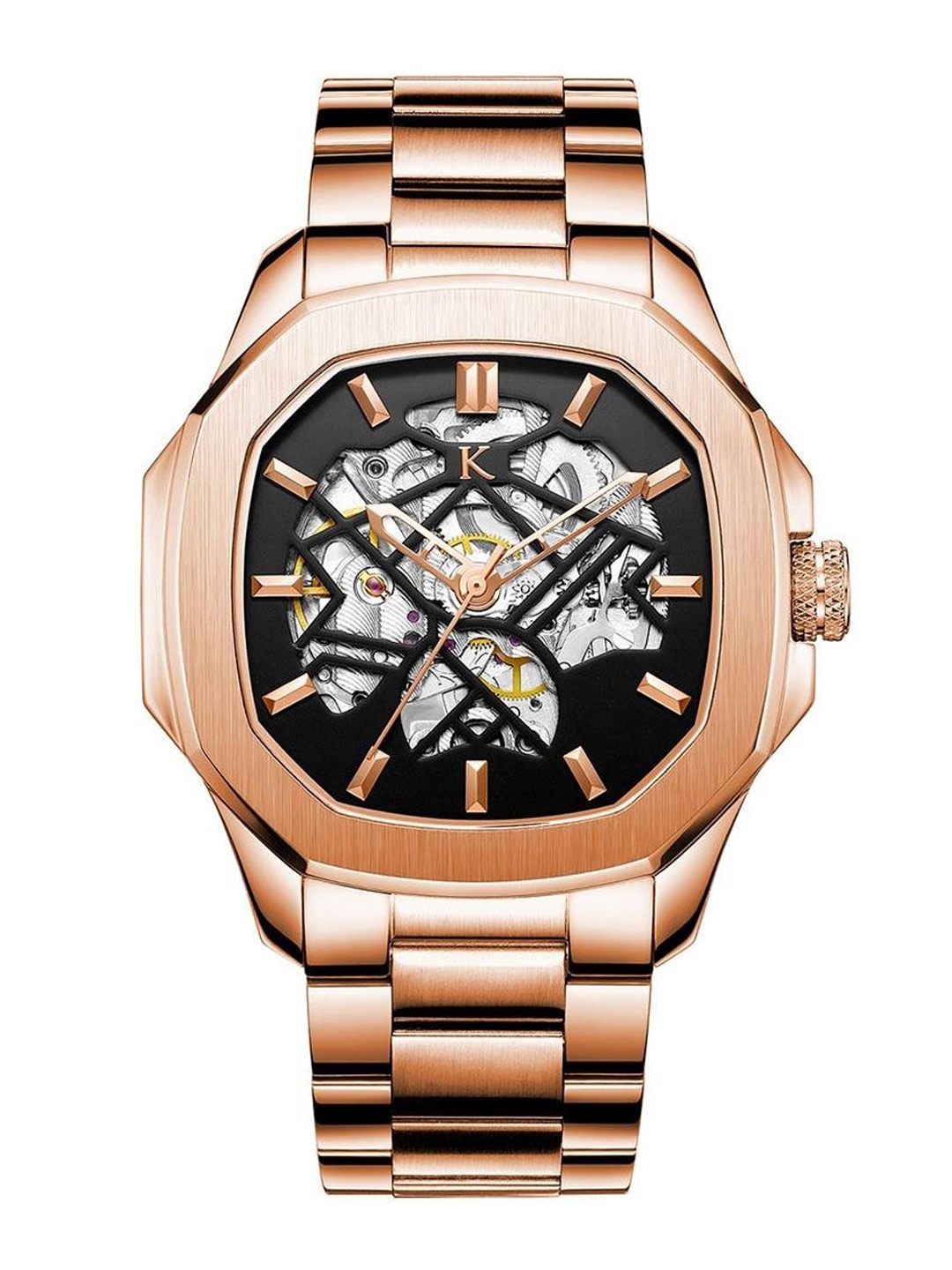 

KREDO Men OTUS2 Rose Gold Automatic Skeleton Analogue Watch-KW112, Steel