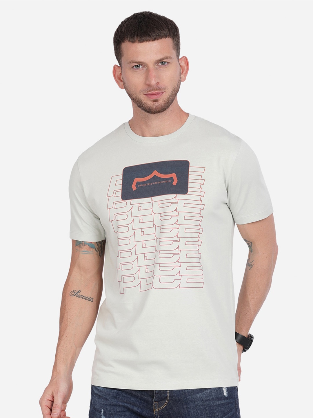 

883 Police Men Grey Printed T-shirt