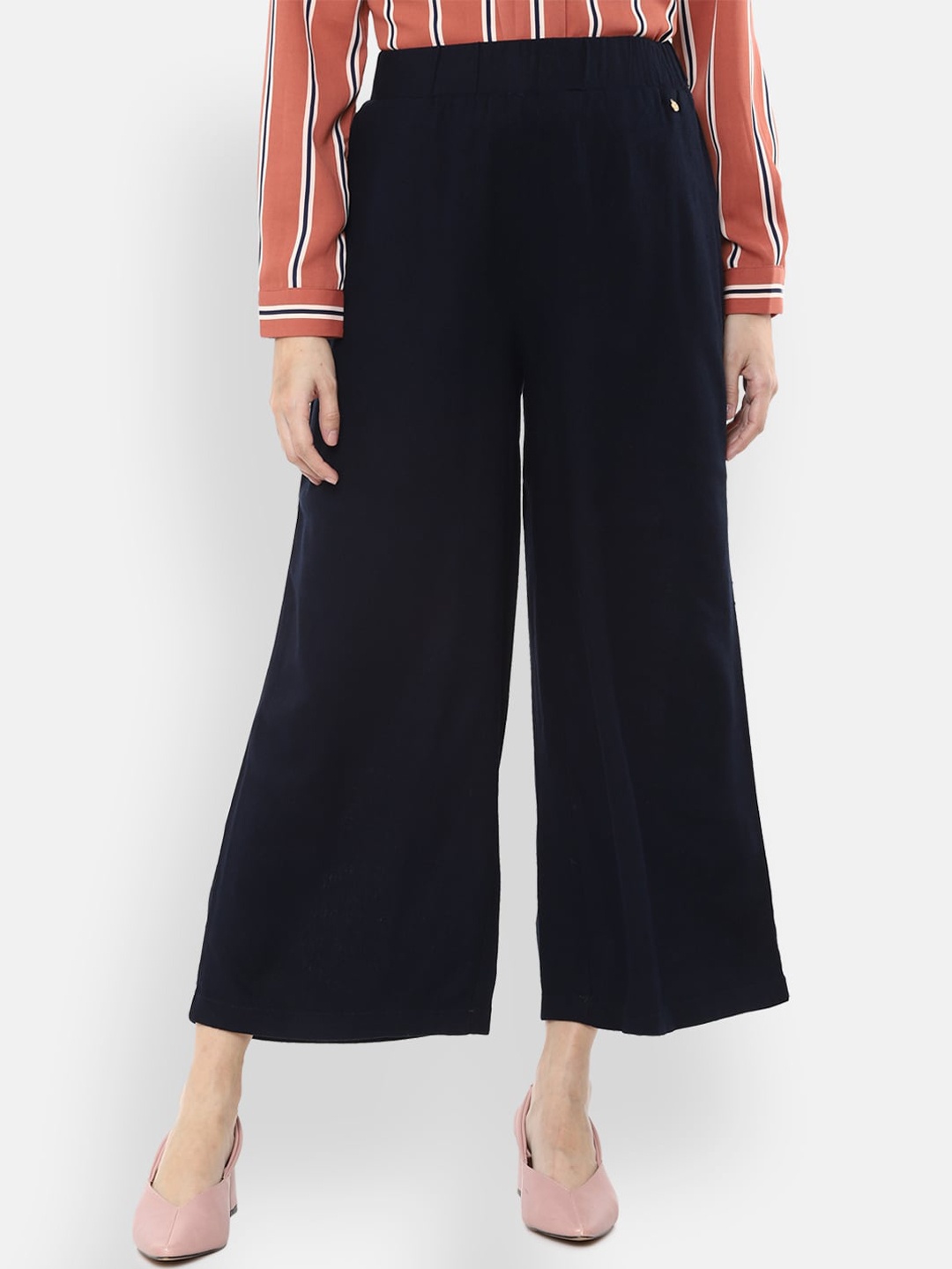 

Van Heusen Woman Women Navy Blue Pleated Parallel Trousers