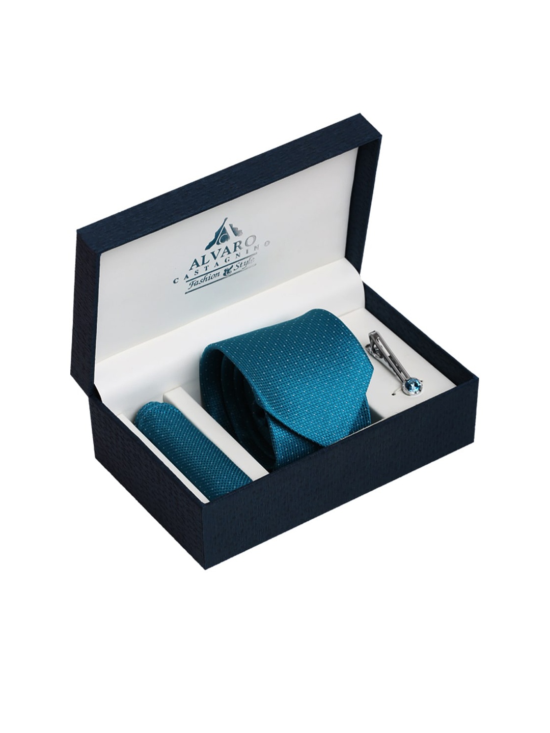

Alvaro Castagnino Men Turquoise Blue & Silver-Toned Accessory Gift Set