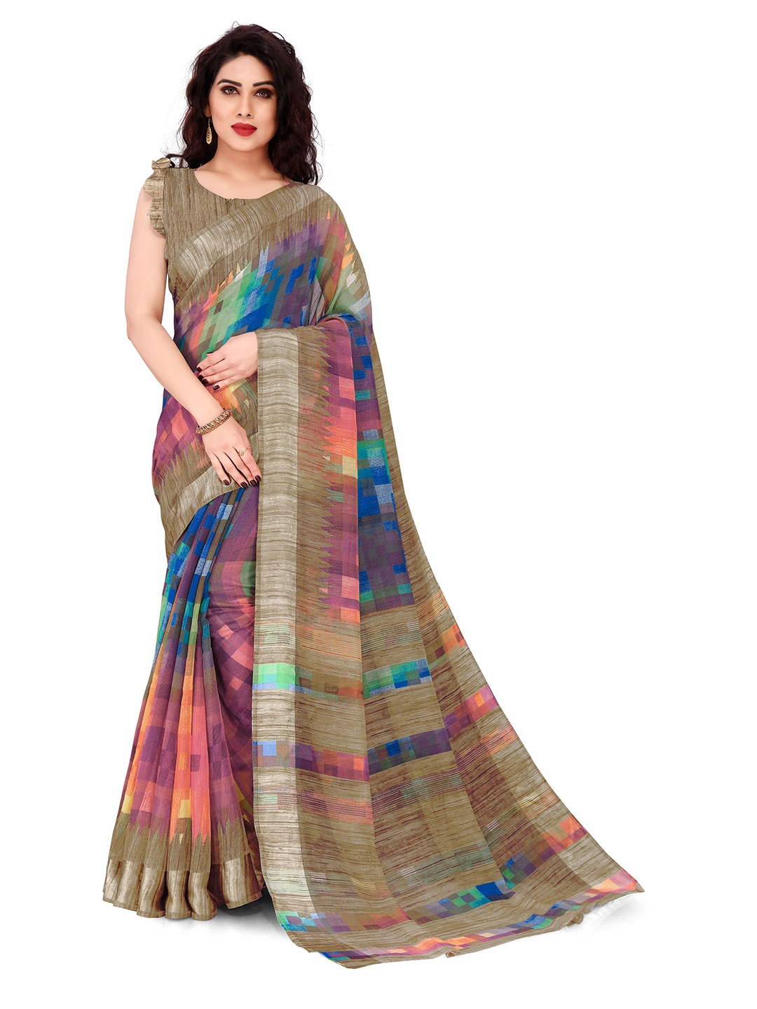 

KALINI Blue & Beige Zari Saree
