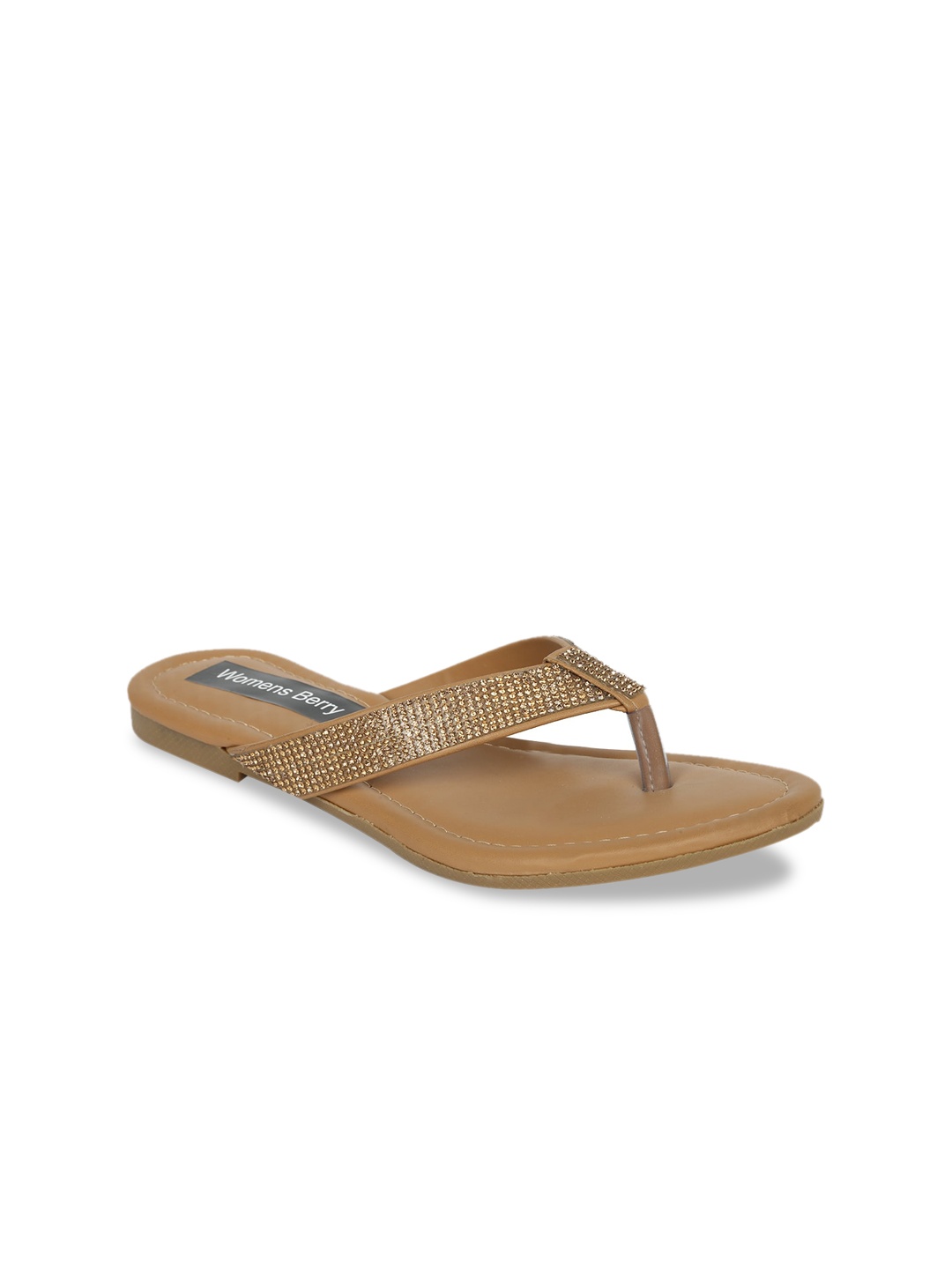 

WOMENS BERRY Women Copper Embellished T-Strap Flats