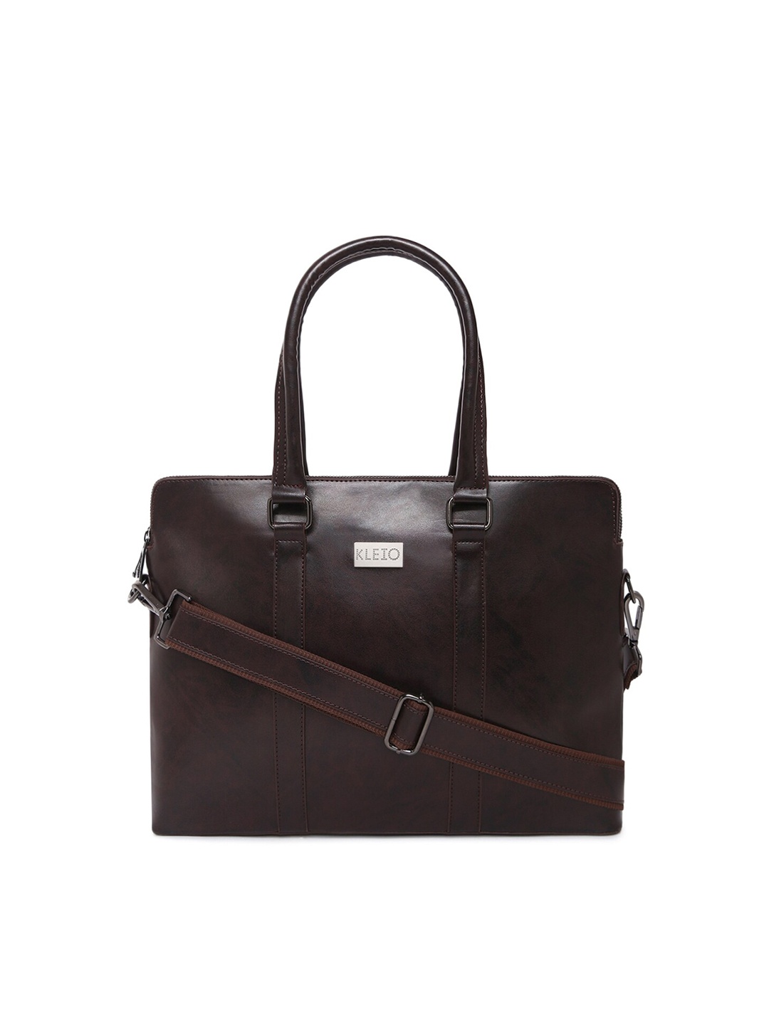 

KLEIO Unisex Structured Laptop Handheld Bag, Coffee brown