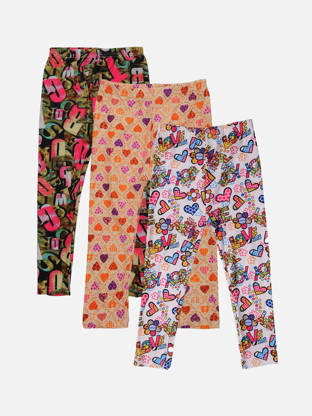 TINY HUG Girls Pack Of 3 Printed Tights, Off white