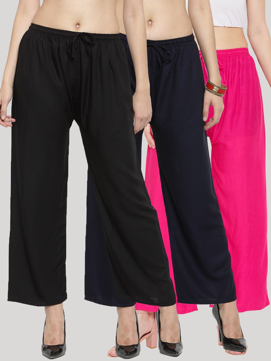 

Clora Creation Women Black & Navy Blue Set of 3 Ethnic Palazzos