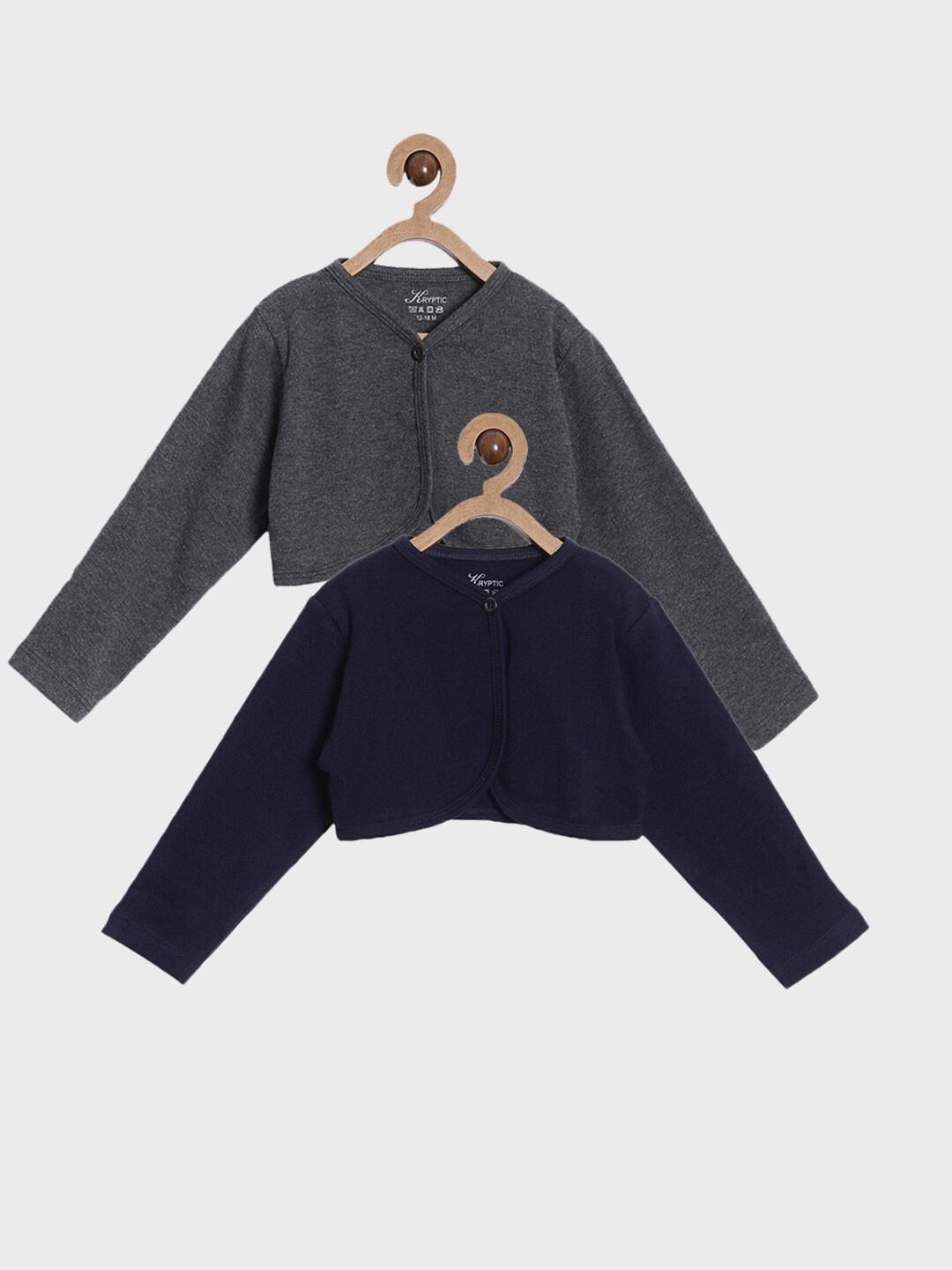 

Kryptic Girls Pack Of 2 Charcoal Grey & Navy Blue Shrug