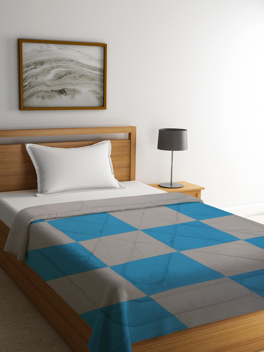 

Featherlite Grey & Blue Checked AC Room 150 GSM Single Bed Comforter