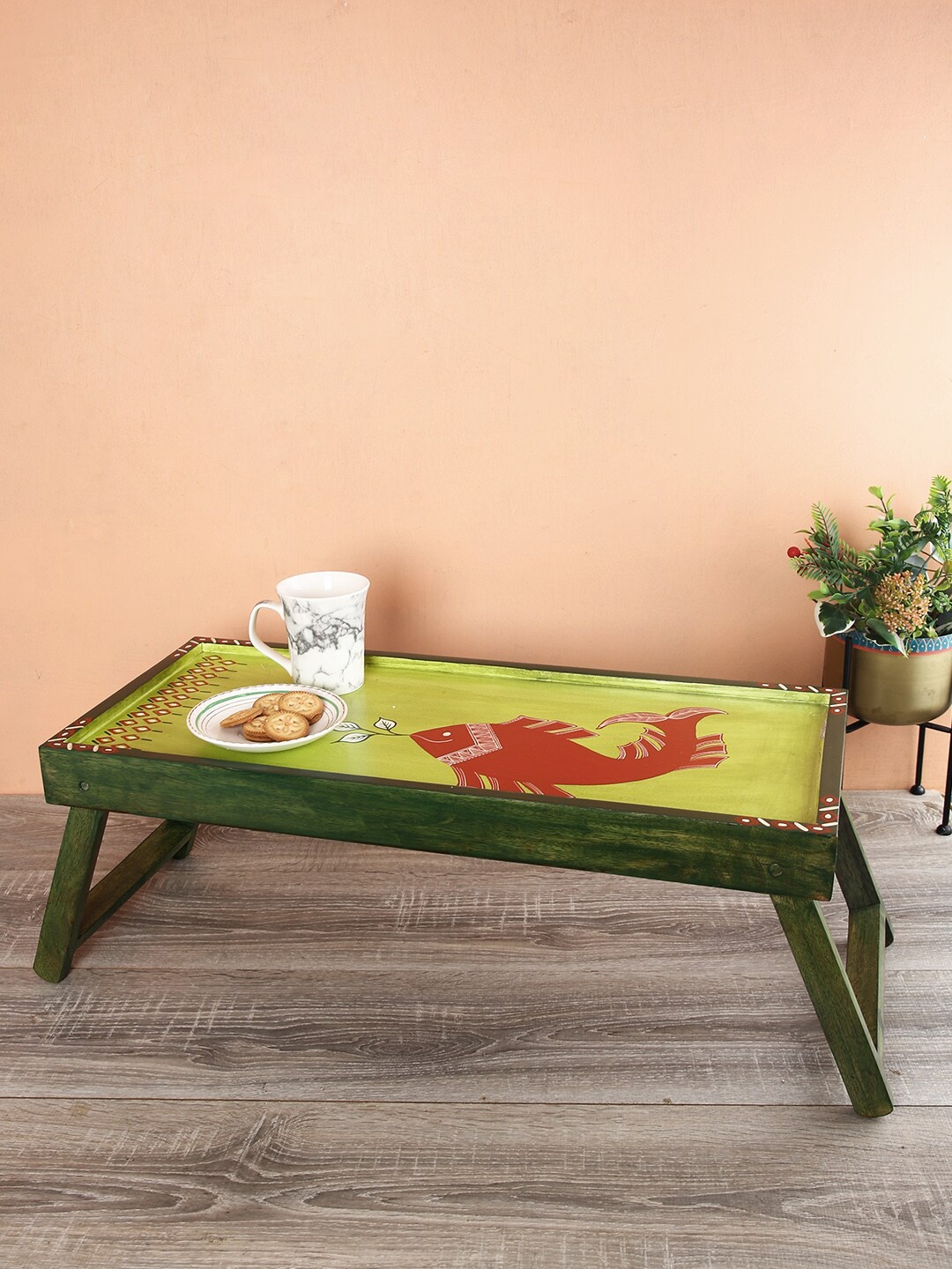 

Aapno Rajasthan Green Madhubani Folding Laptop Table