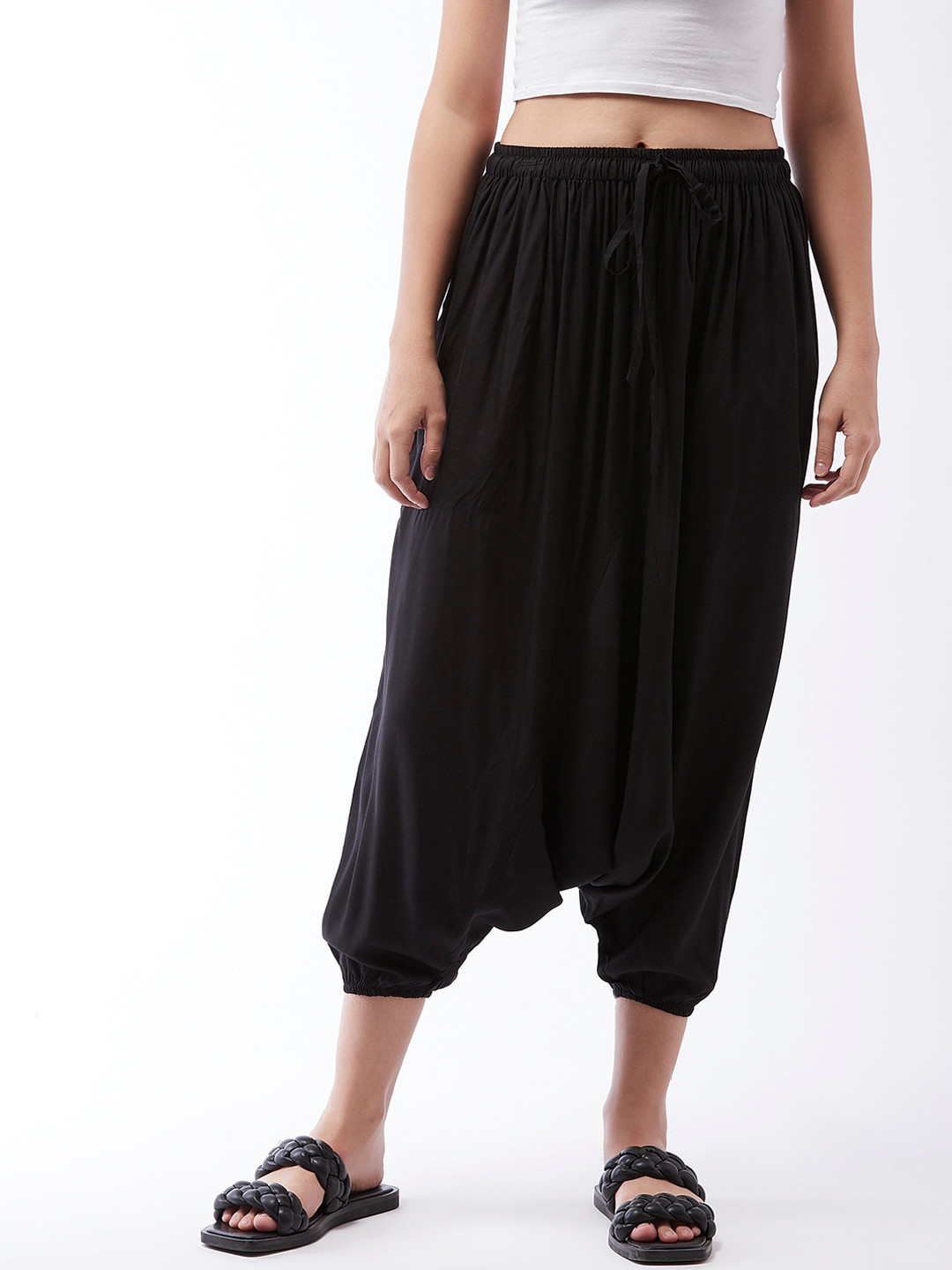 

InWeave Girls Black Solid Harem Pants